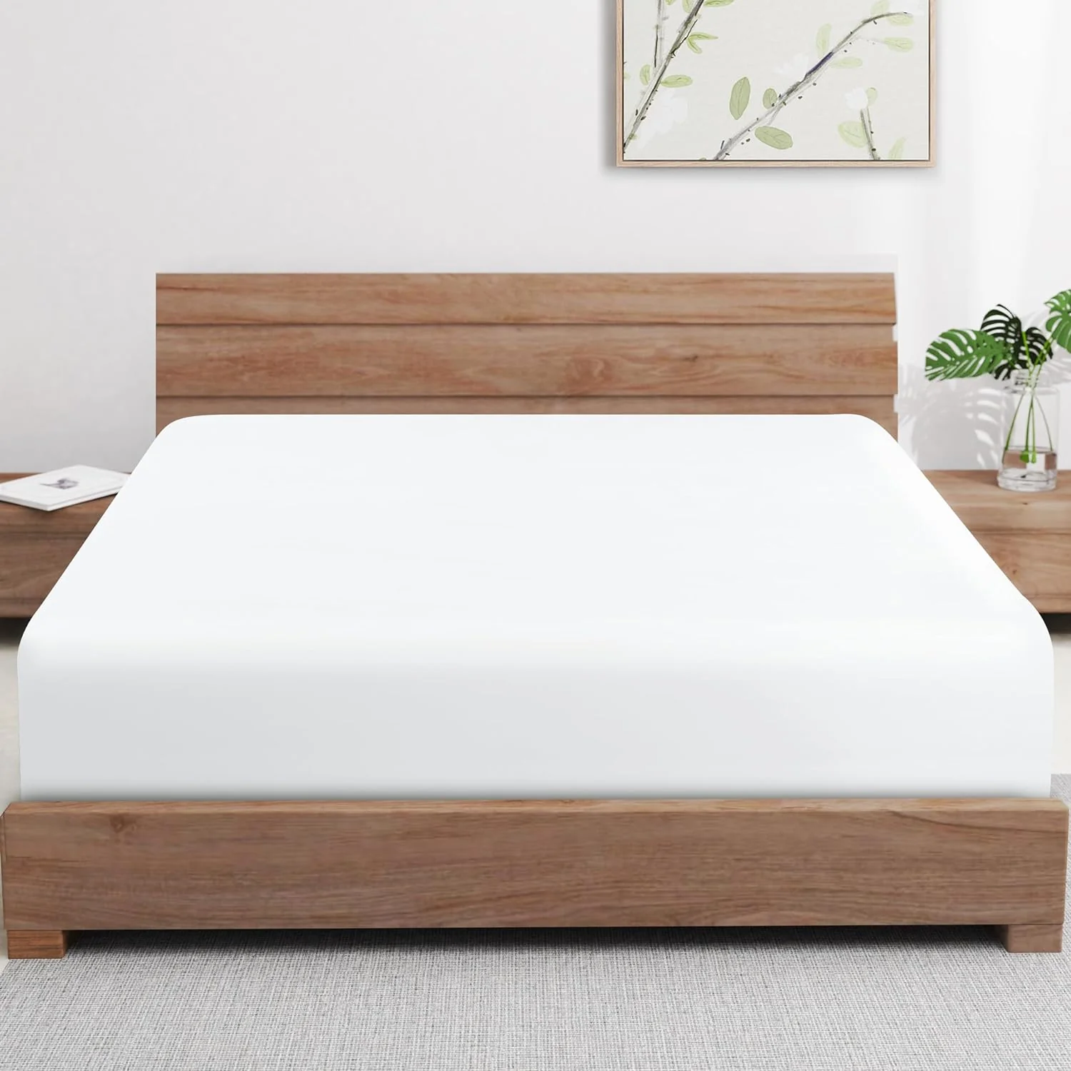 Bamboo Fitted Sheet in White (UK Standard)