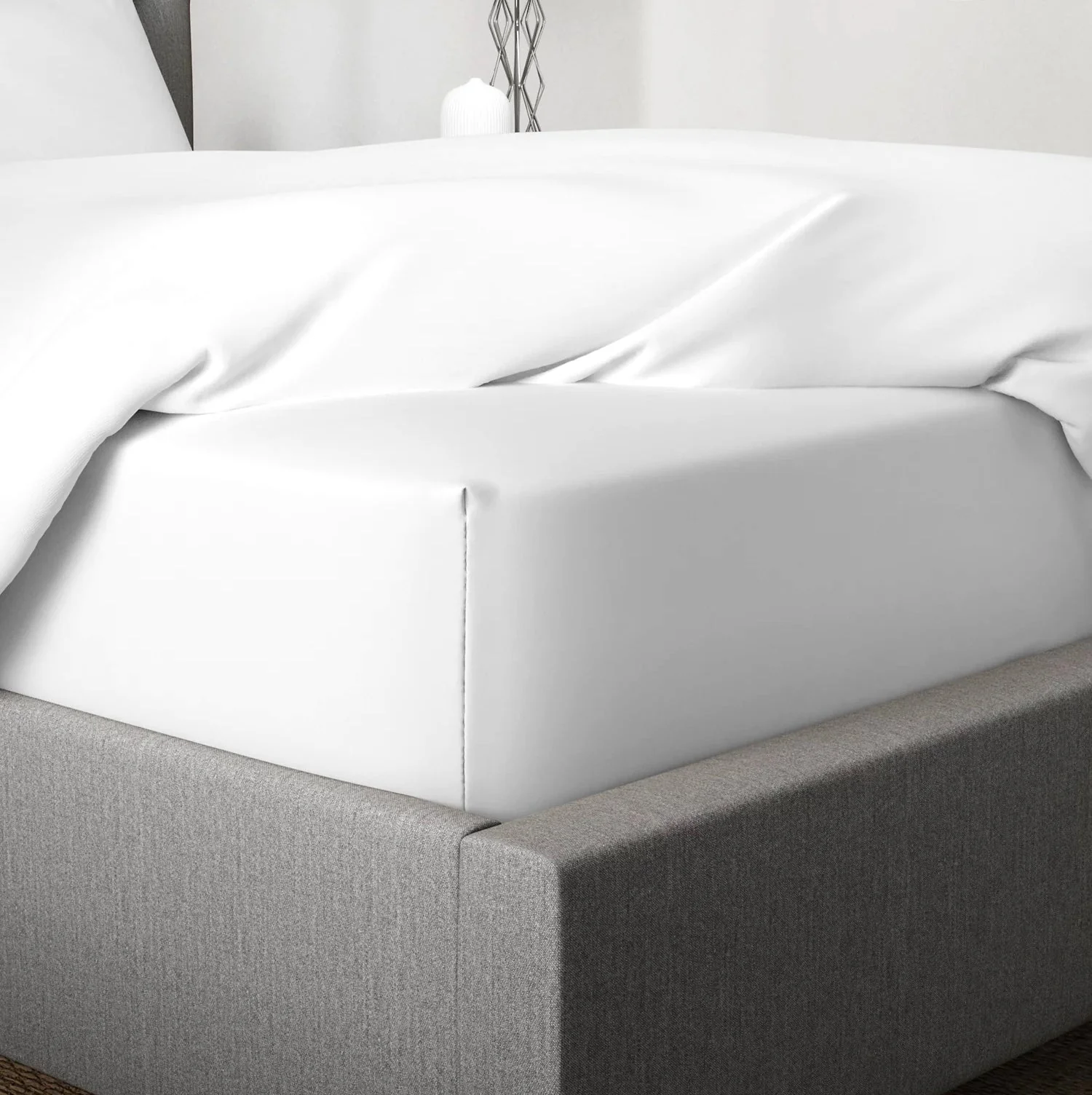 Bamboo Fitted Sheet in White (UK Standard) - Image 2