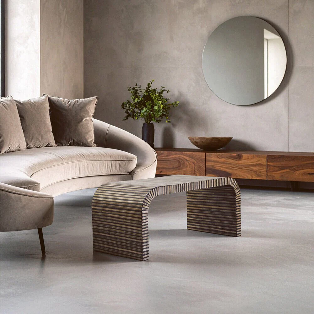 Bambusa Bamboo Inlay Curved Coffee Table - Image 5