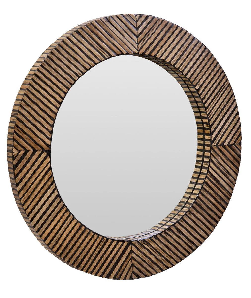 Bambusa Bamboo Inlay Round Wall Mirror - Image 9