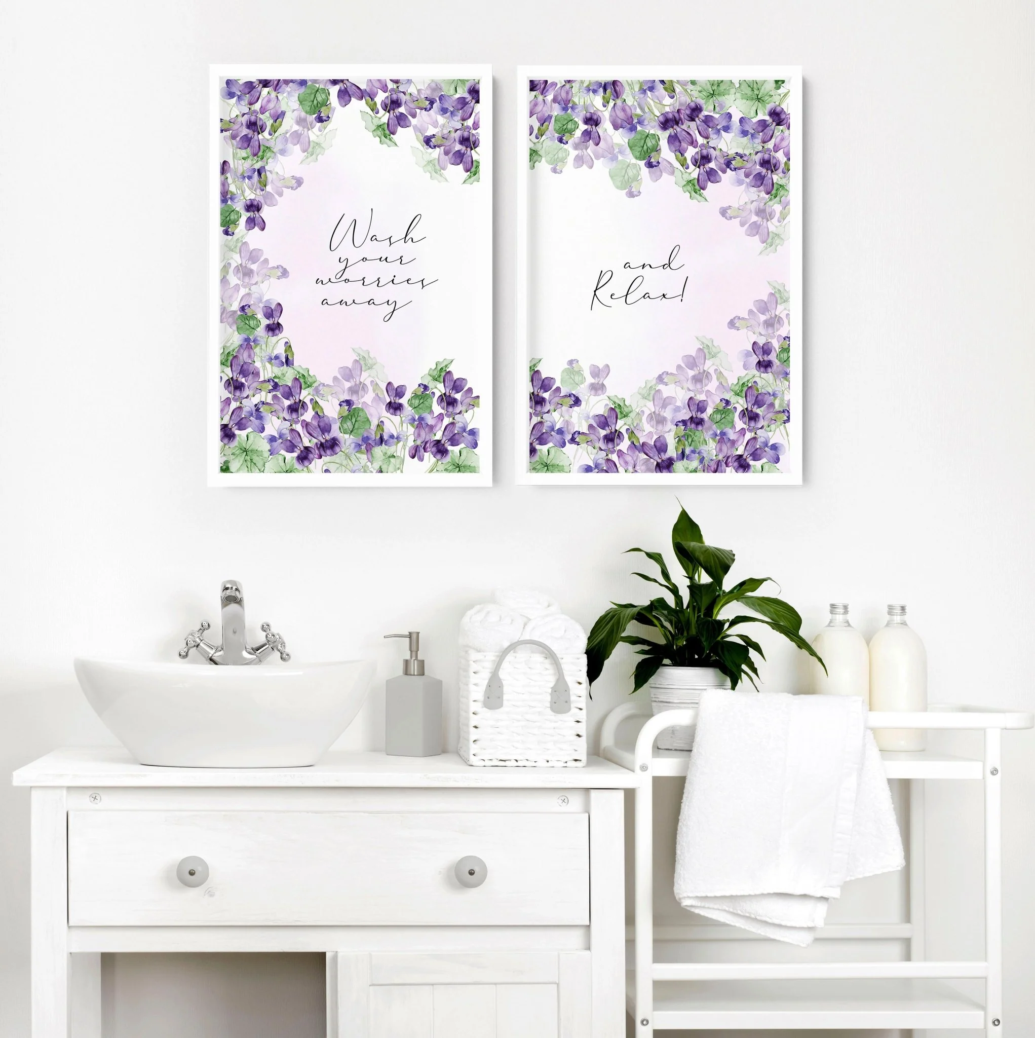 Bath pictures for wall | set of 2 Shabby Chic  wall art prints - Image 3