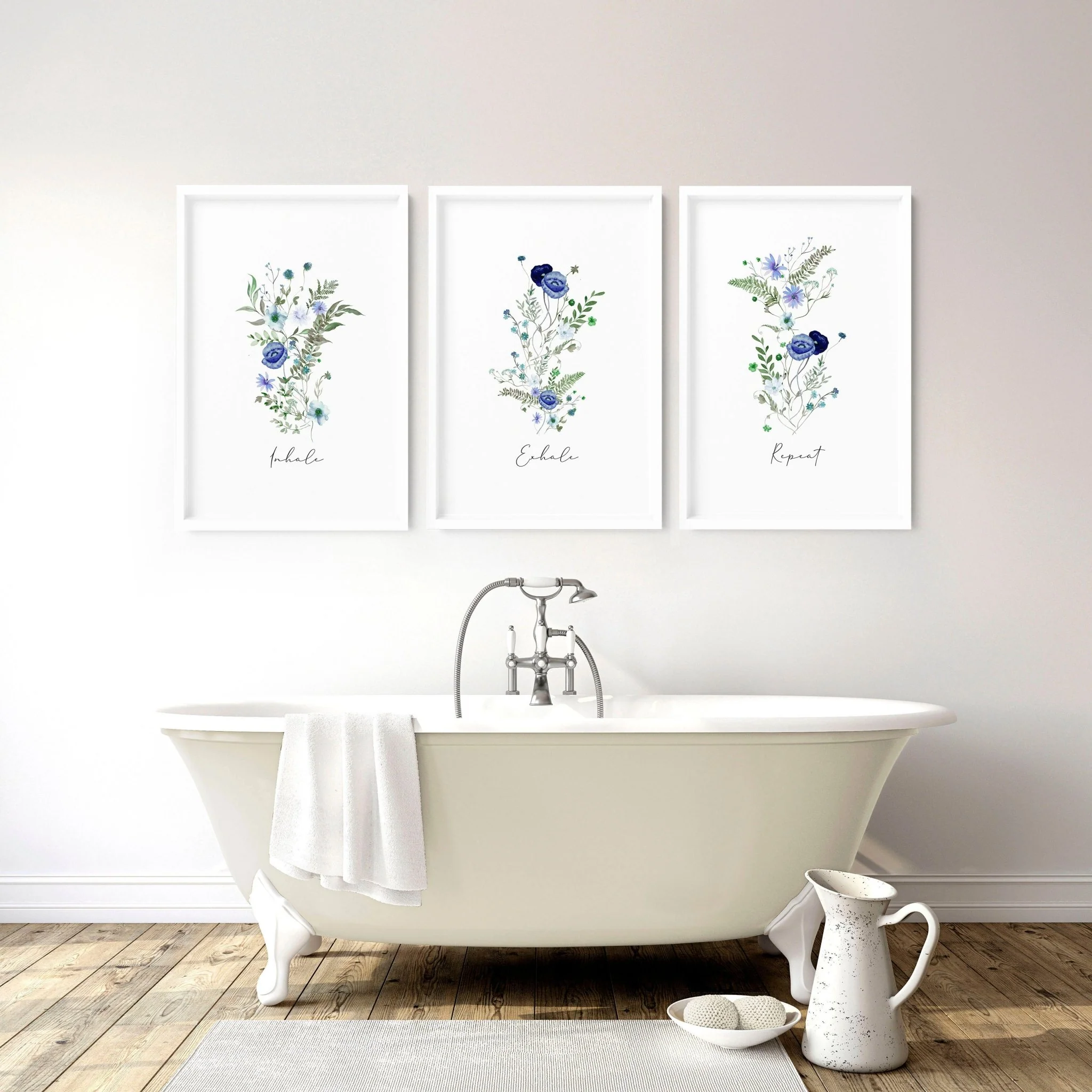 Bathroom art decor | set of 3 Shabby Chic Floral wall art - Image 3