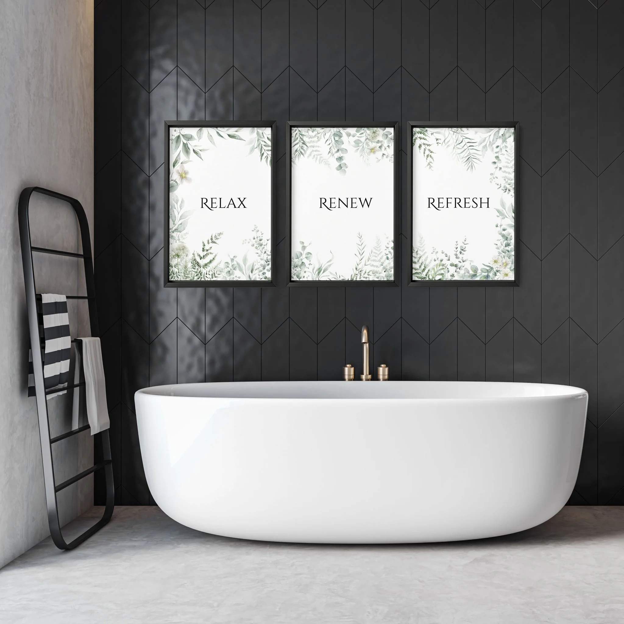 Bathroom Decor Green | Set of 3 wall art prints - Image 4