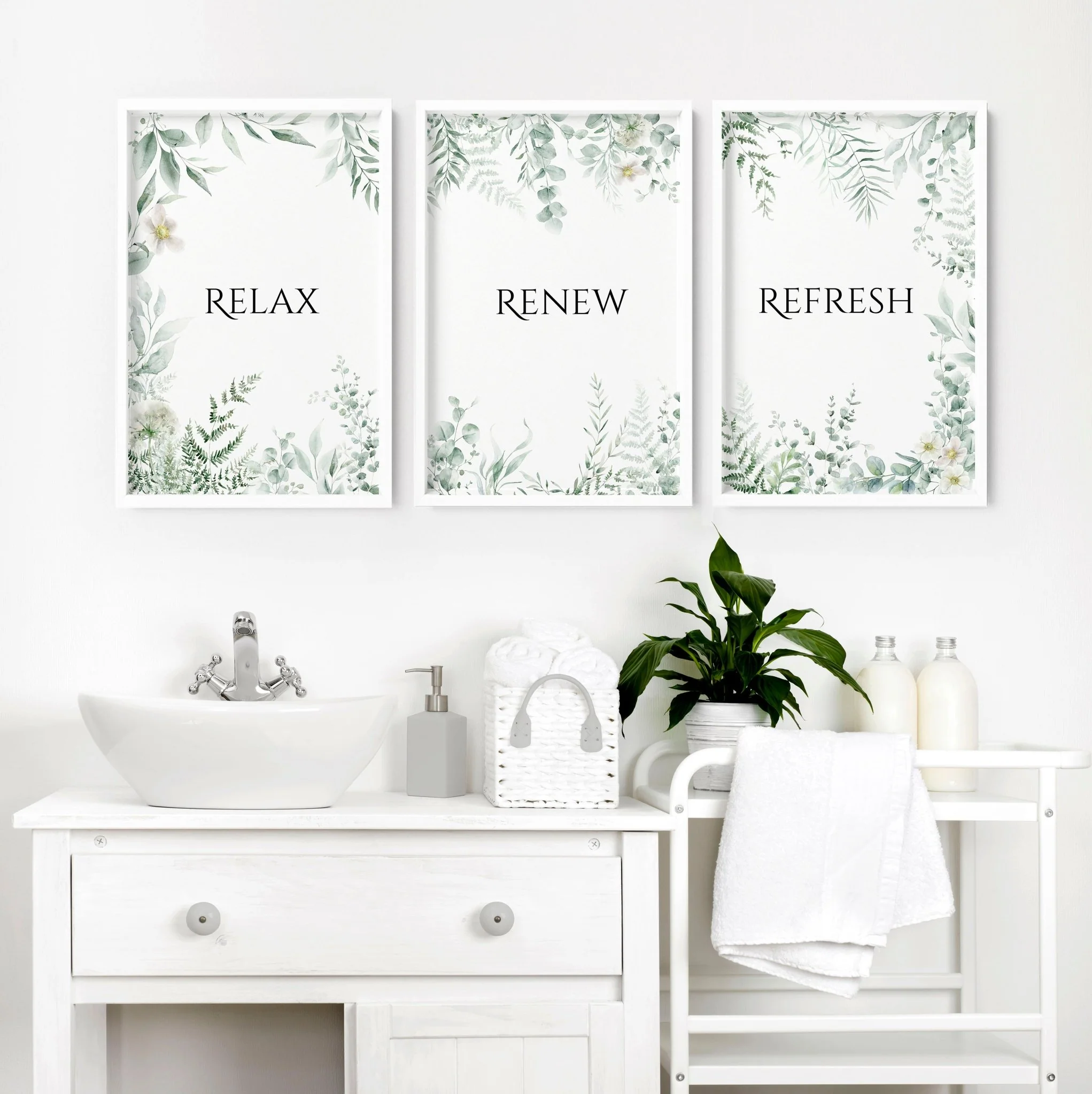 Bathroom Decor Green | Set of 3 wall art prints - Image 5