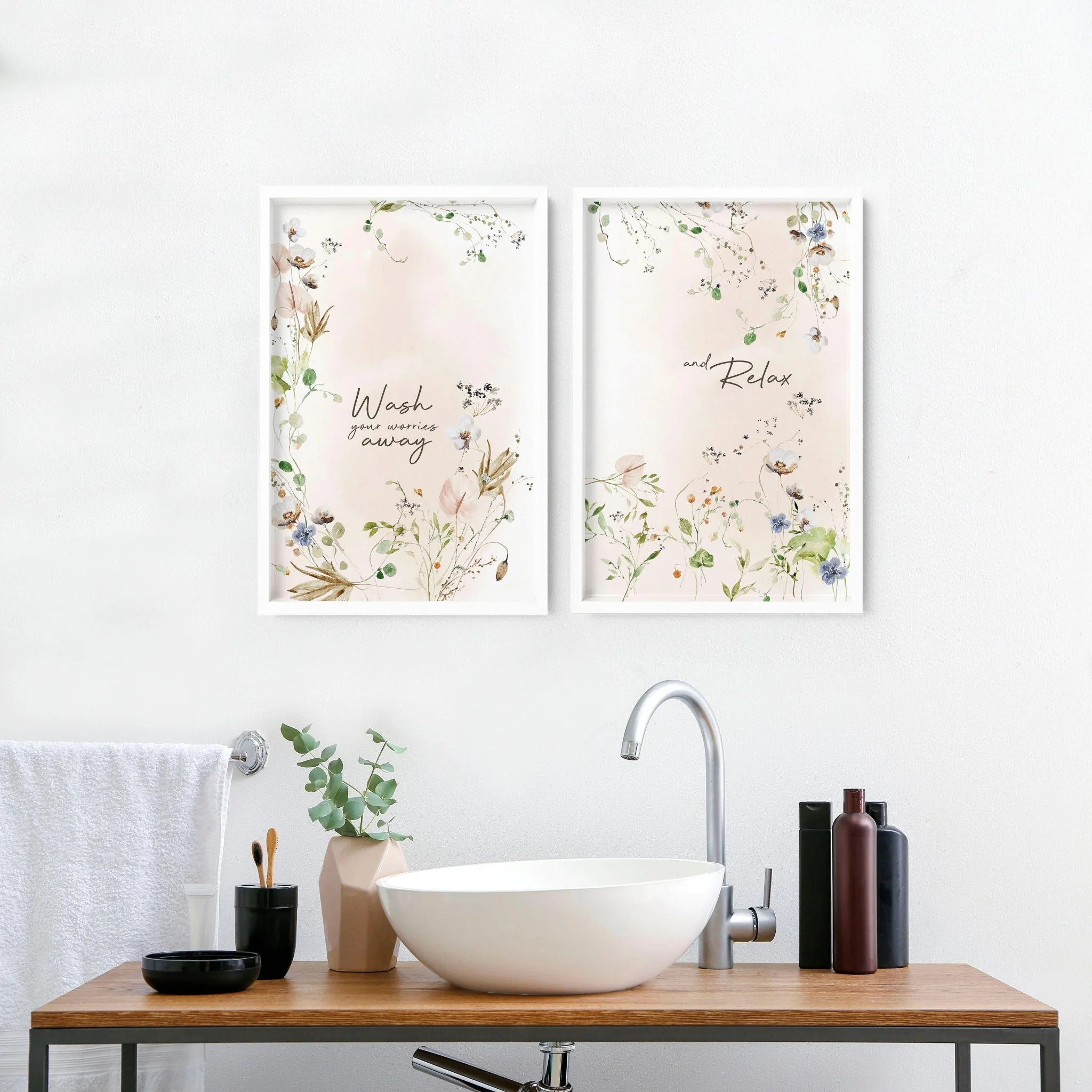 Bathroom decoration items | Set of 2 Shabby Chic wall art - Image 6