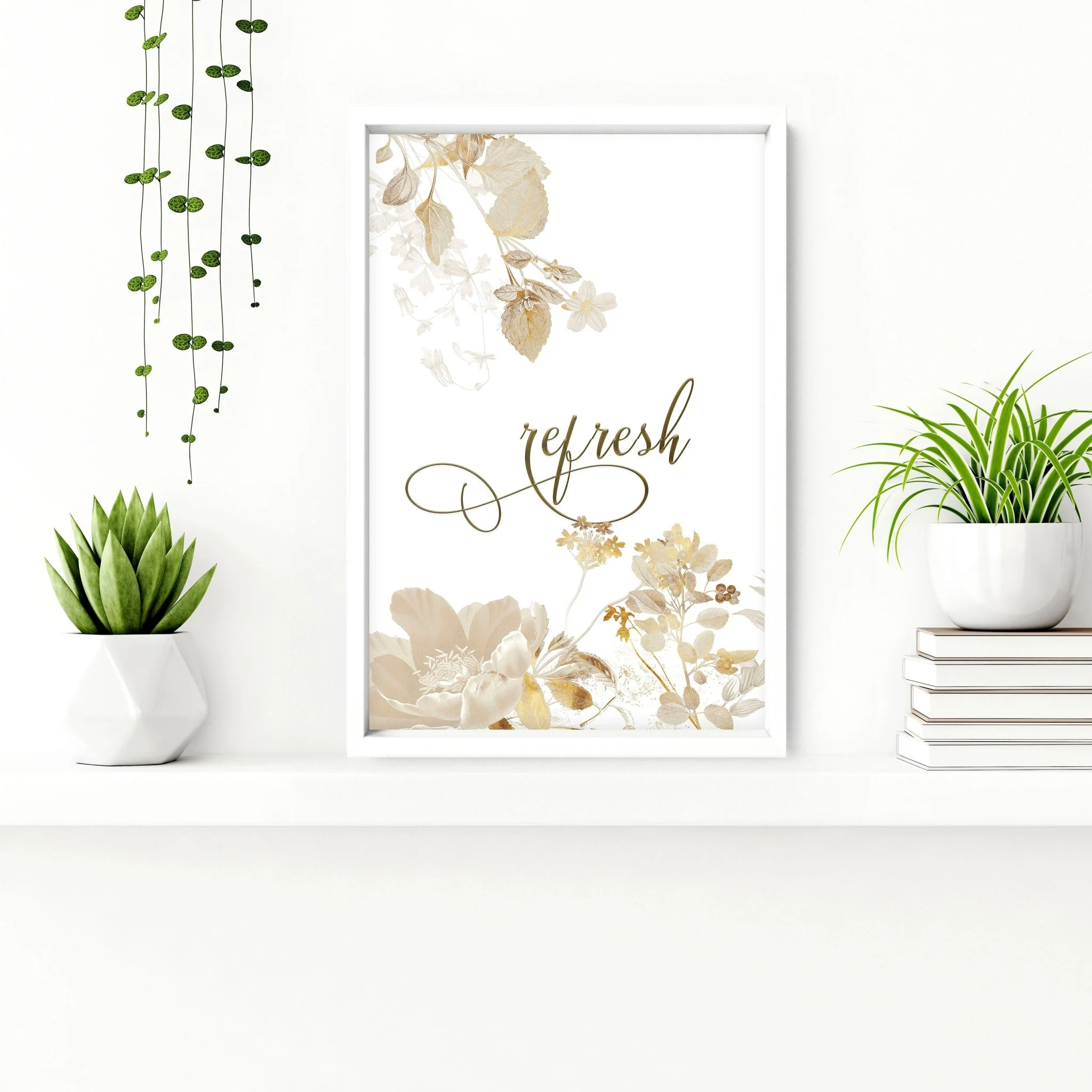 Bathroom pictures framed | Set of 3 Botanical Gold wall art prints - Image 3