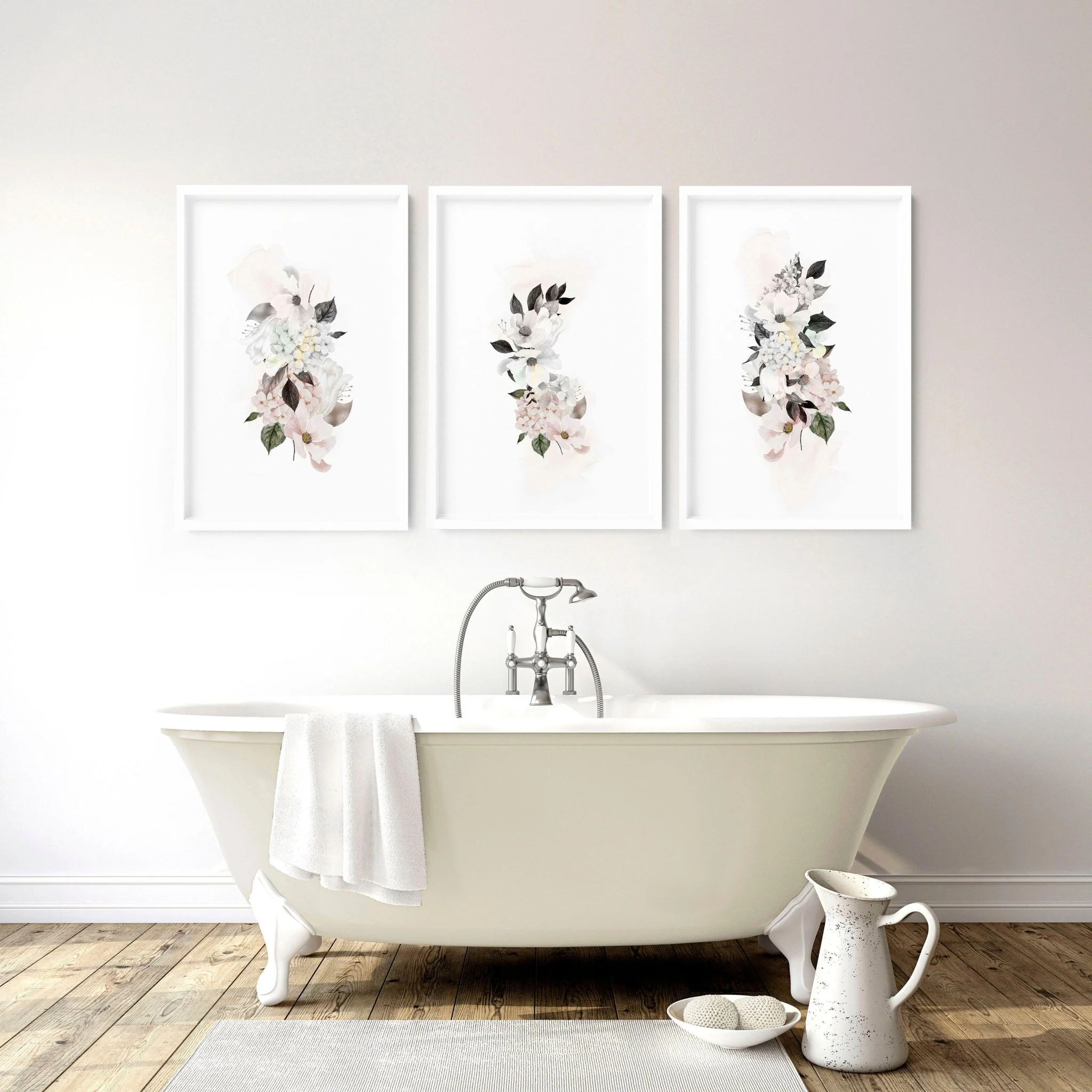 Bathroom prints framed | set of 3 wall art prints - Image 3