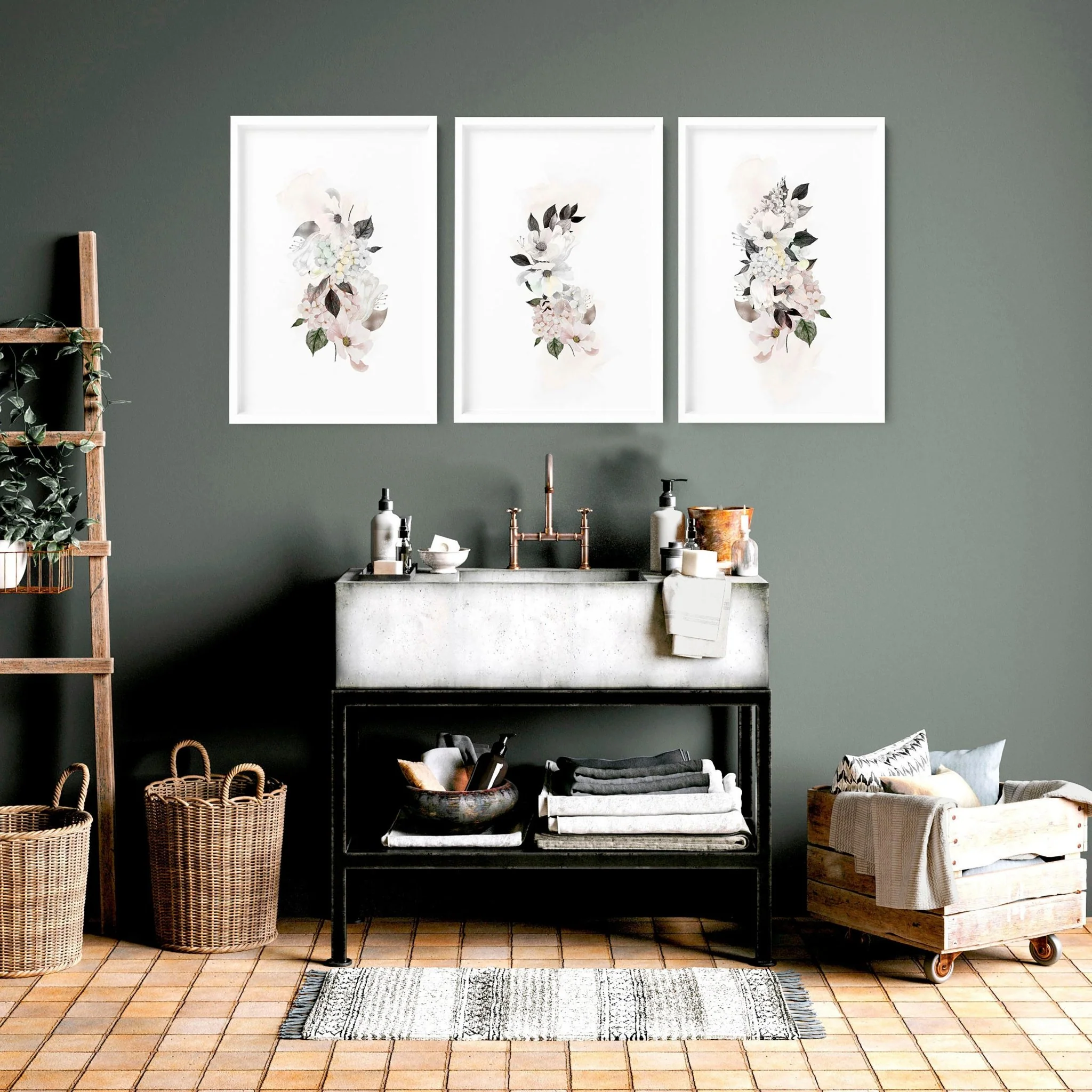 Bathroom prints framed | set of 3 wall art prints - Image 4