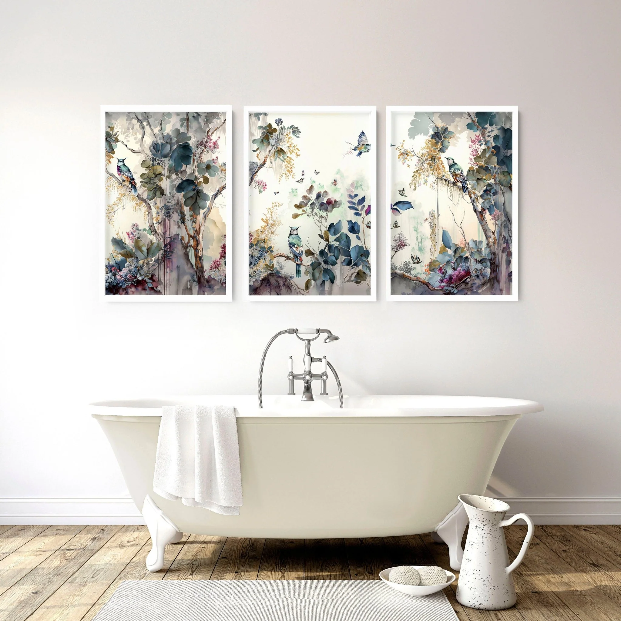 Bathroom prints in uk | set of 3 Chinoiserie wall prints - Image 3