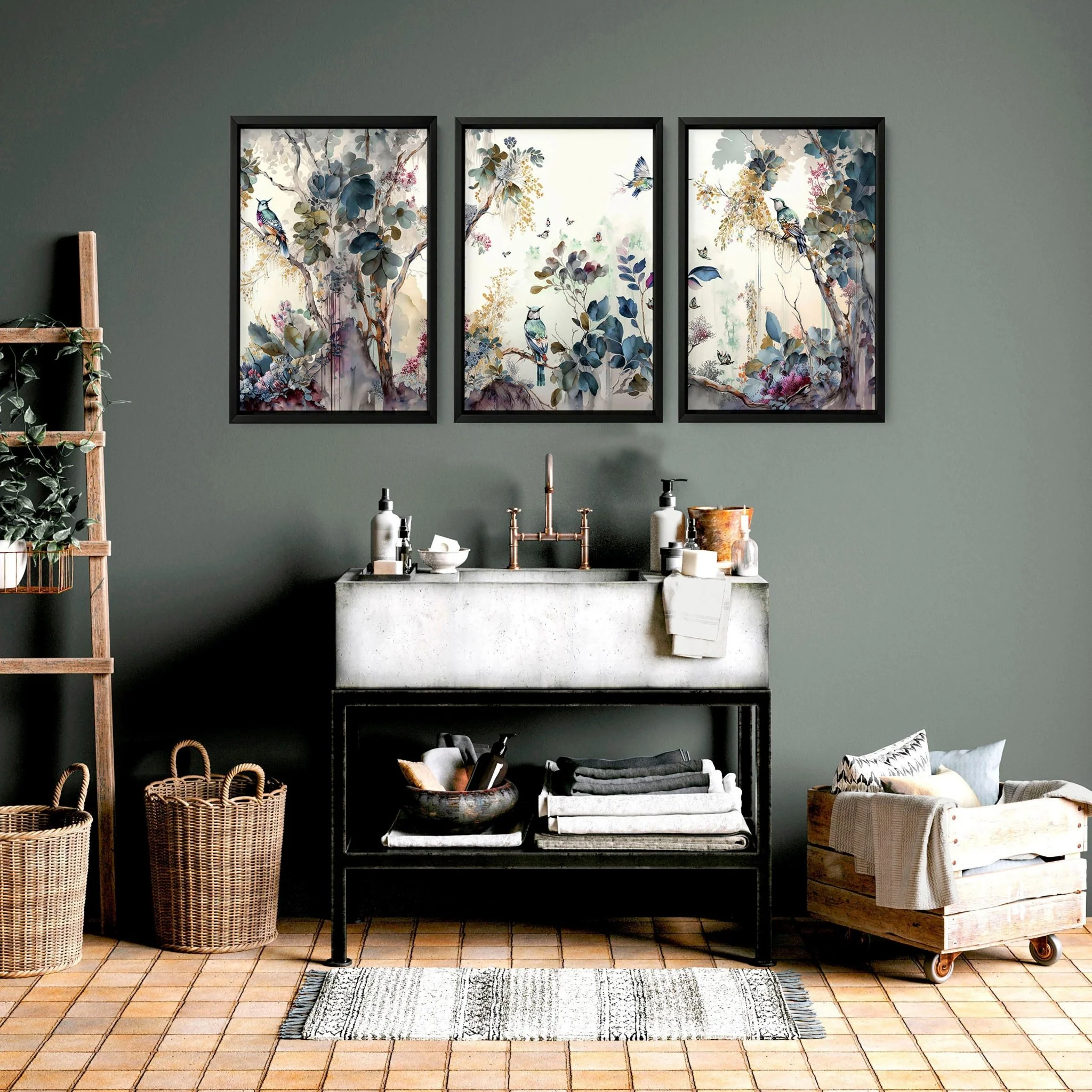 Bathroom prints in uk | set of 3 Chinoiserie wall prints - Image 5