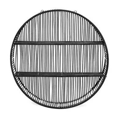 Batu Large Black Rattan Wall Shelf - Image 11