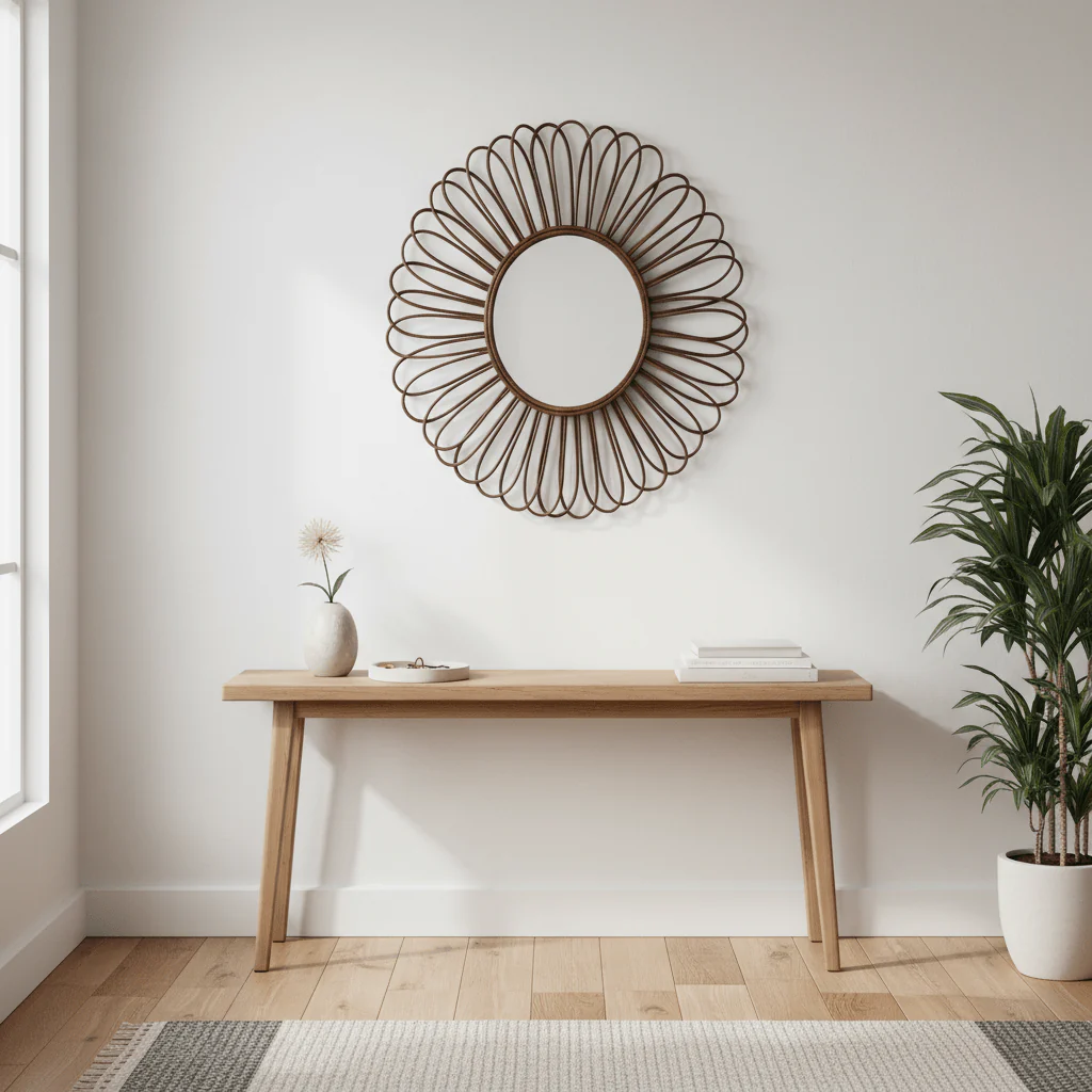 Batu Rattan Black Circular Wall Mirror - Image 3