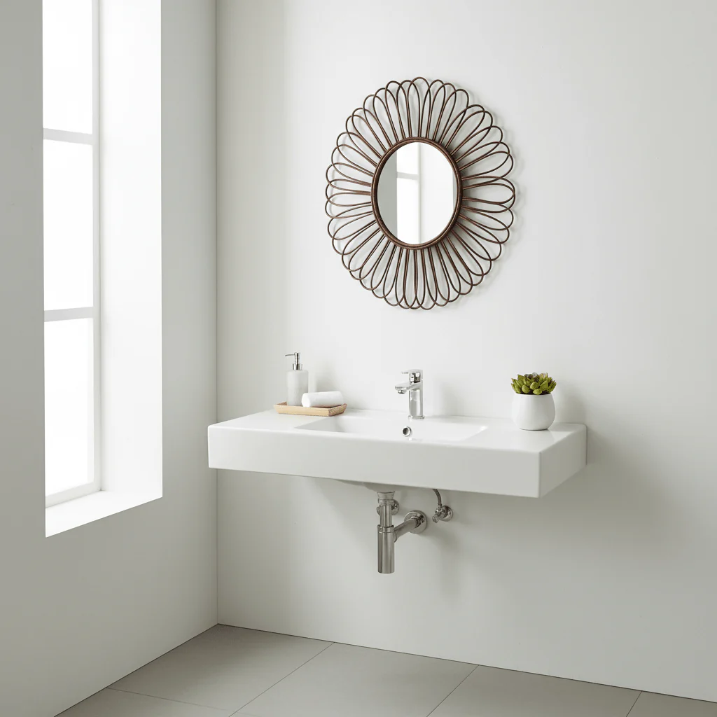 Batu Rattan Black Circular Wall Mirror - Image 4