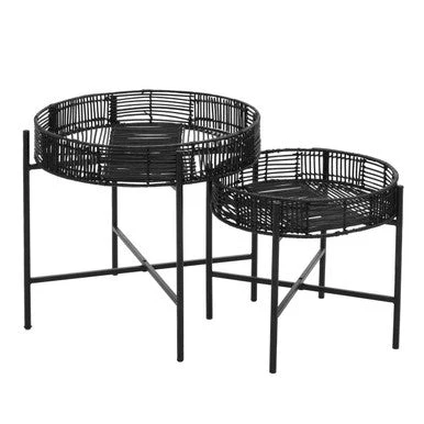 Batu Set of 2 Black Rattan Side Tables - Image 11