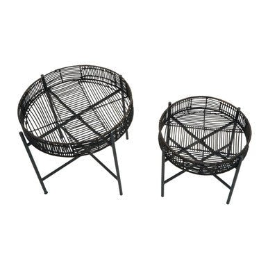 Batu Set of 2 Black Rattan Side Tables - Image 6