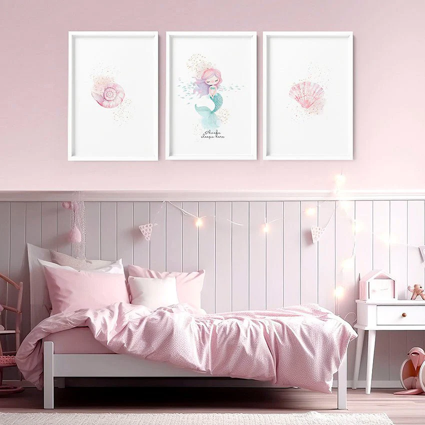 Bedroom Mermaid Decorations | Set of 3 wall art prints - Image 3