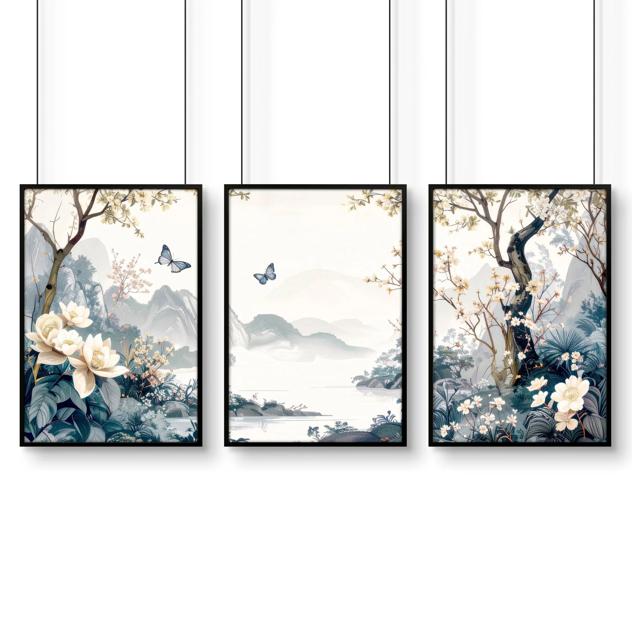 Bedroom Wall Ideas Pictures | Set of 3 Chinoiserie Wall art Prints - Image 10
