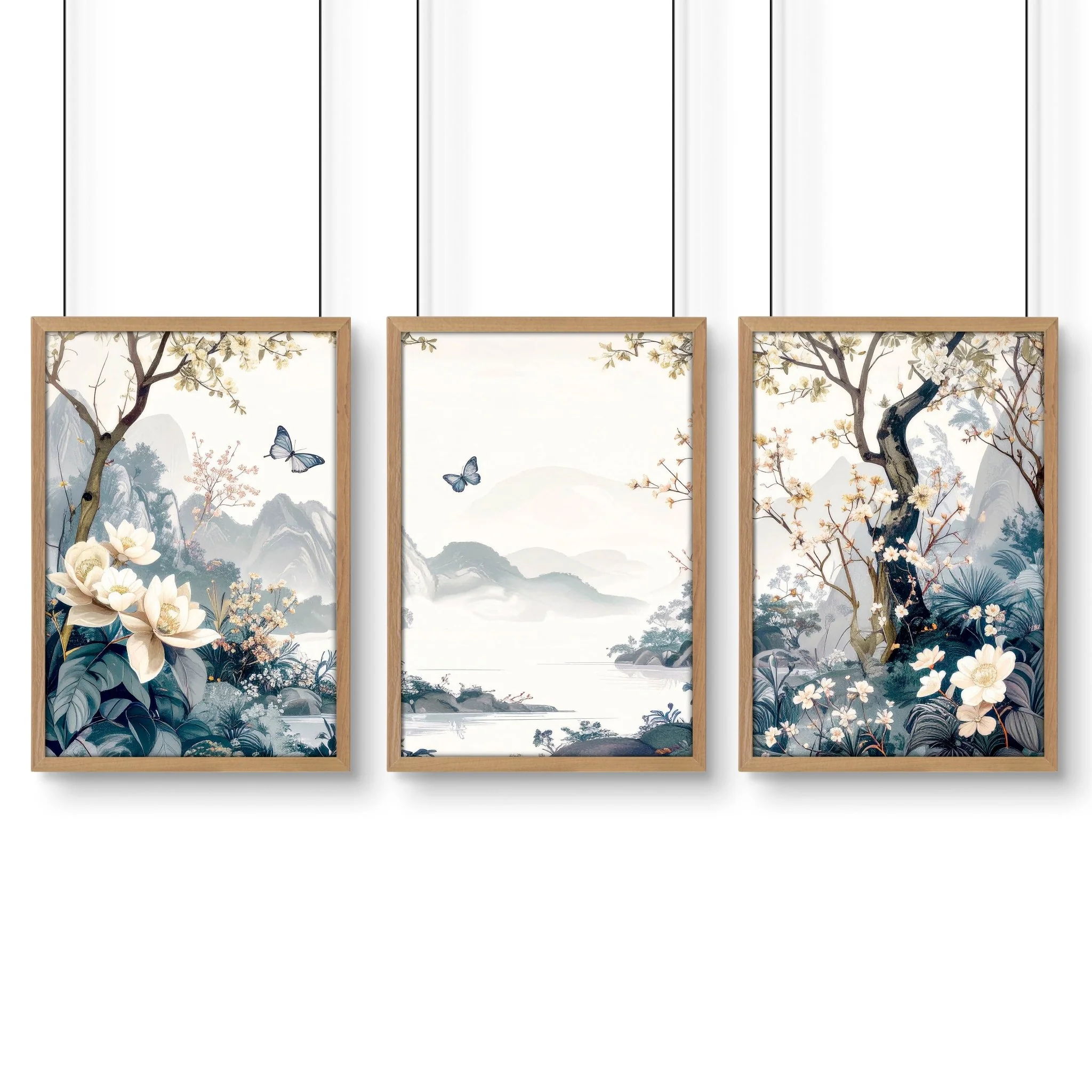 Bedroom Wall Ideas Pictures | Set of 3 Chinoiserie Wall art Prints - Image 11