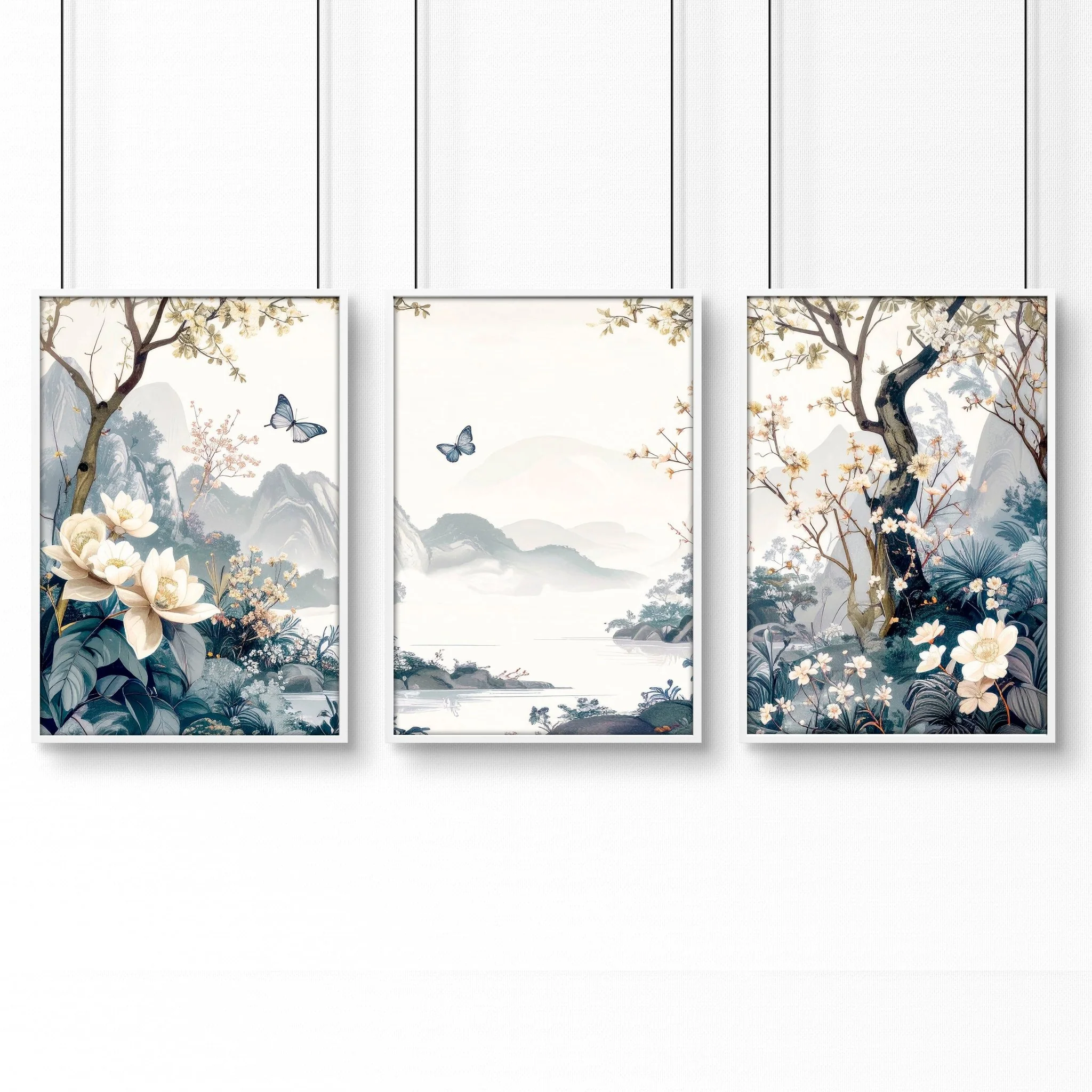 Bedroom Wall Ideas Pictures | Set of 3 Chinoiserie Wall art Prints - Image 12