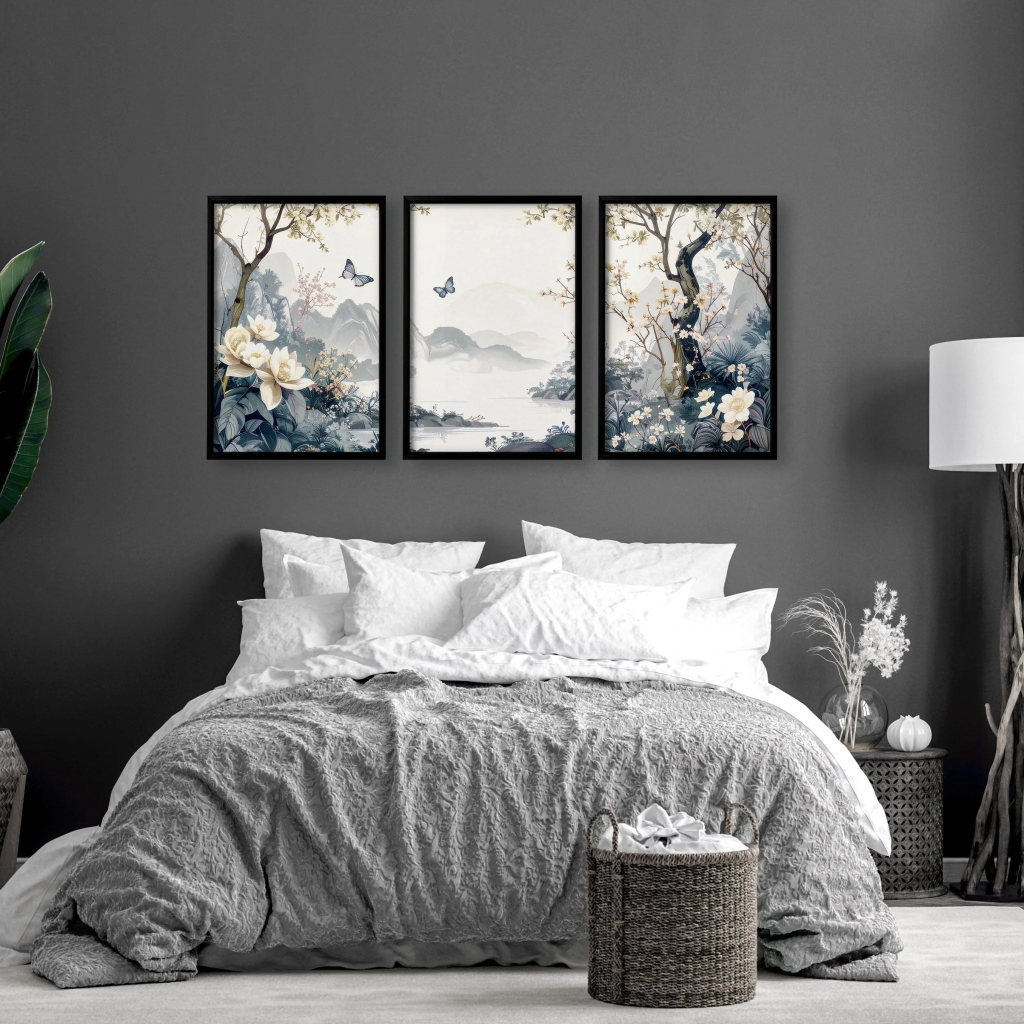 Bedroom Wall Ideas Pictures | Set of 3 Chinoiserie Wall art Prints - Image 3