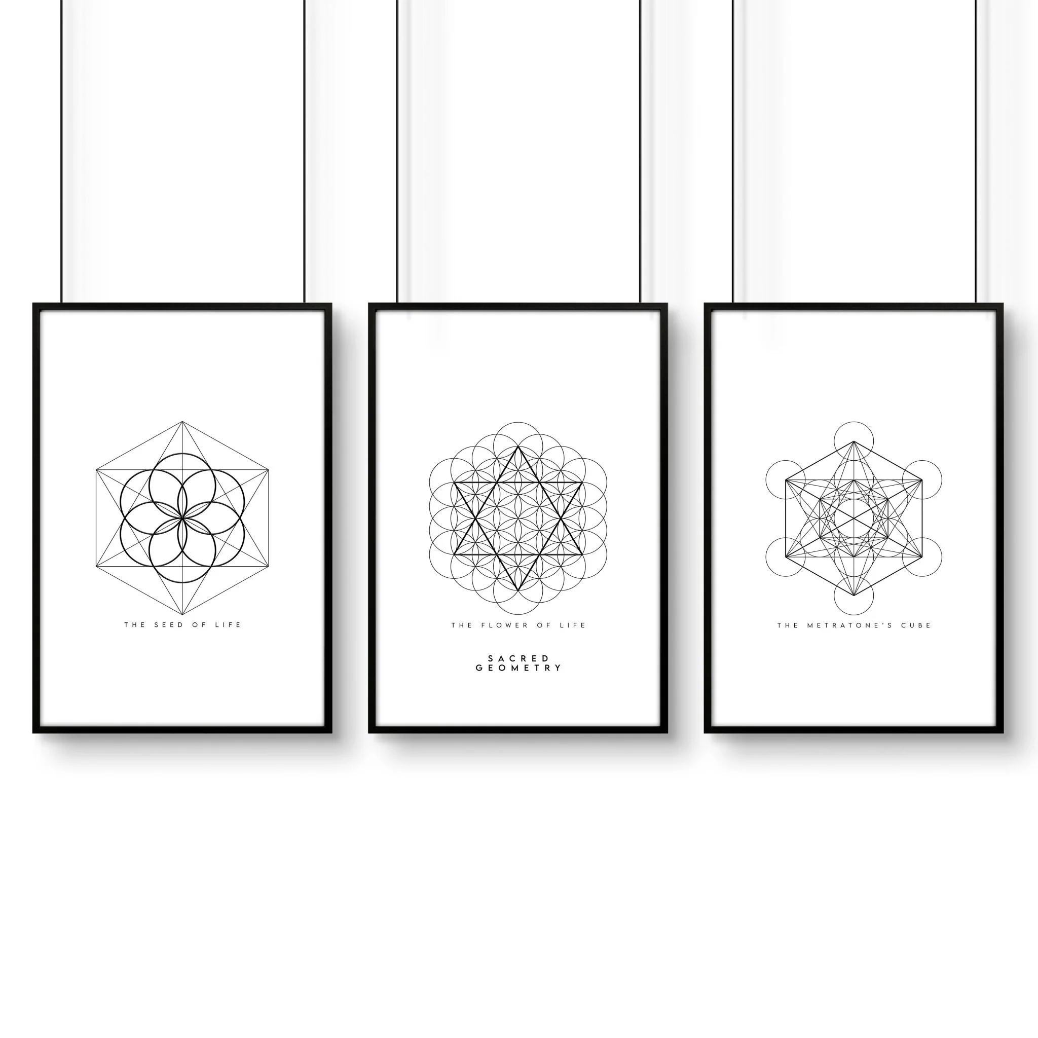 Bedrooms Black And White | Set of 3 Sacred Geometry Wall art Prints - Image 10