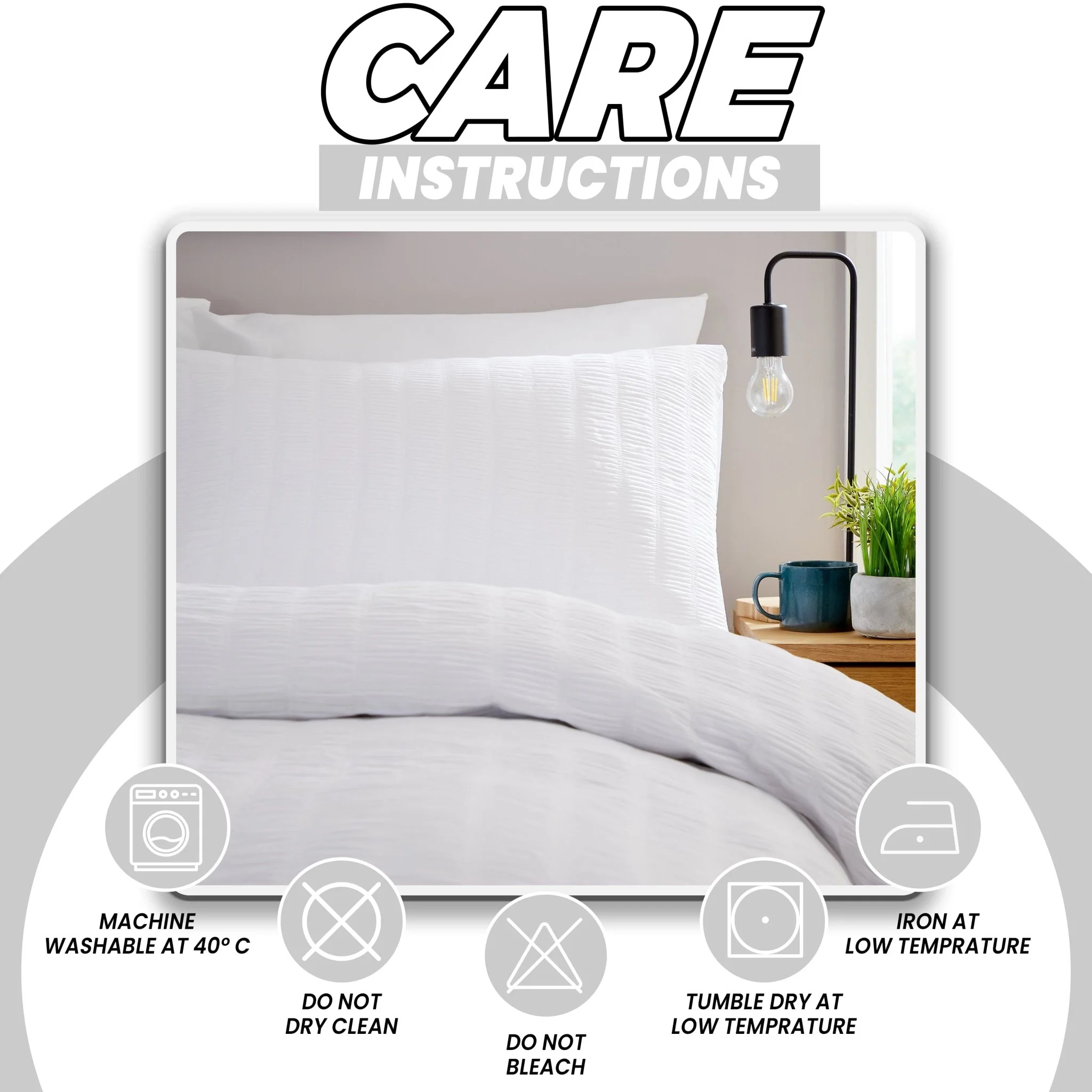 Belgravia White Microfibre Duvet Cover Set with Pillowcases Soft Easy Care Modern Quilt Bedding Bed Linen Set - Image 5