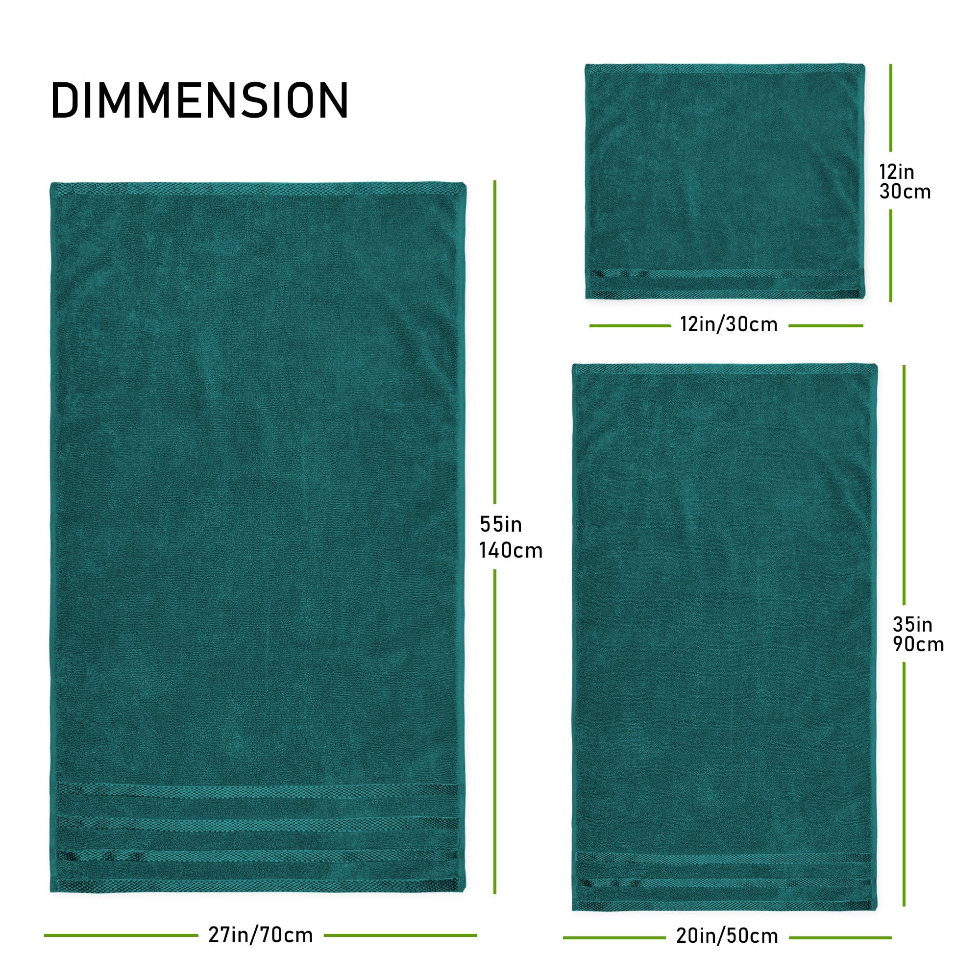Belmont Viscose Stripe Jade Green Towels 100% Cotton Hotel Quality Super Absorbent 10 Piece Bale Set, 4 Hand Towel & 12 Face Cloths - Image 3
