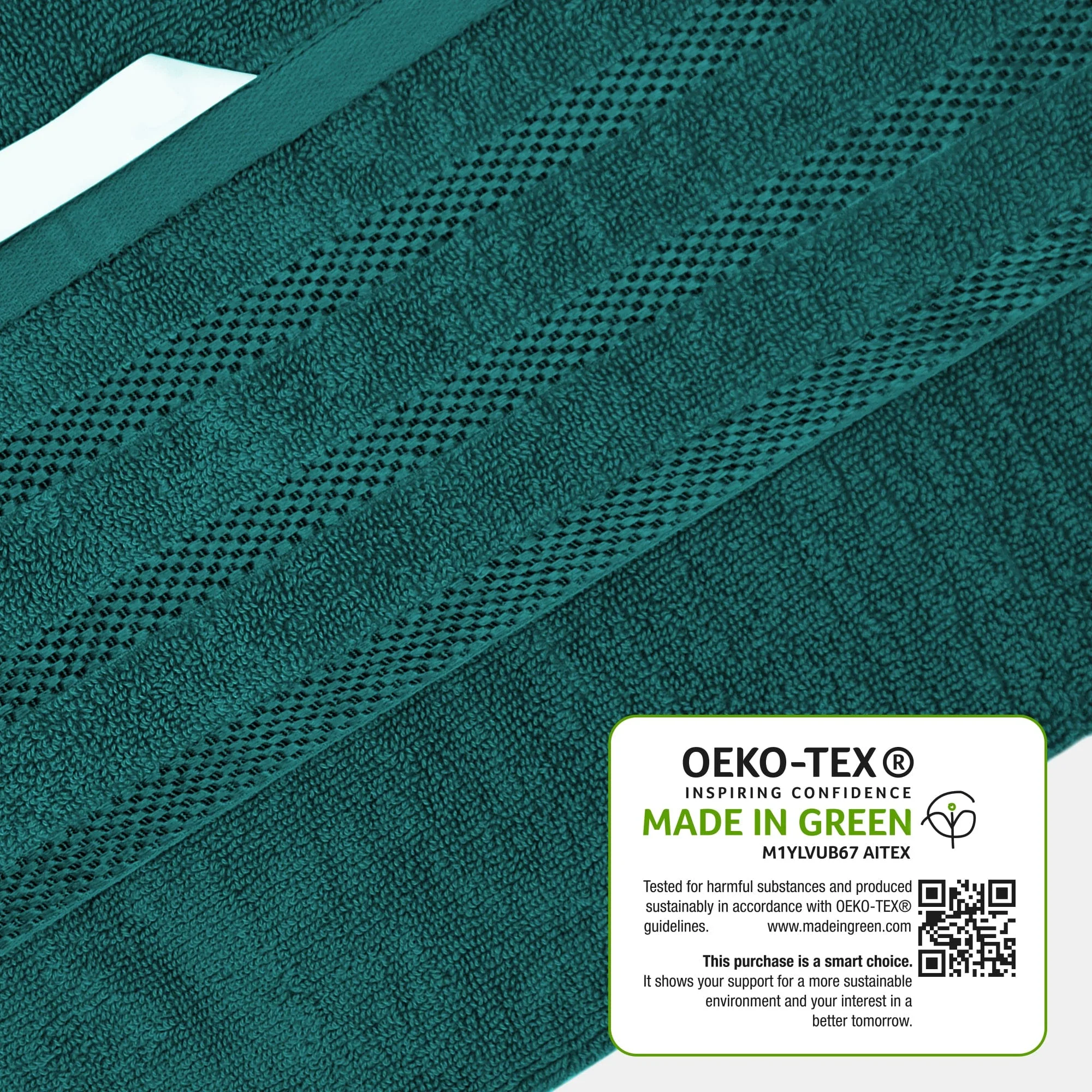 Belmont Viscose Stripe Jade Green Towels 100% Cotton Hotel Quality Super Absorbent 10 Piece Bale Set, 4 Hand Towel & 12 Face Cloths - Image 6