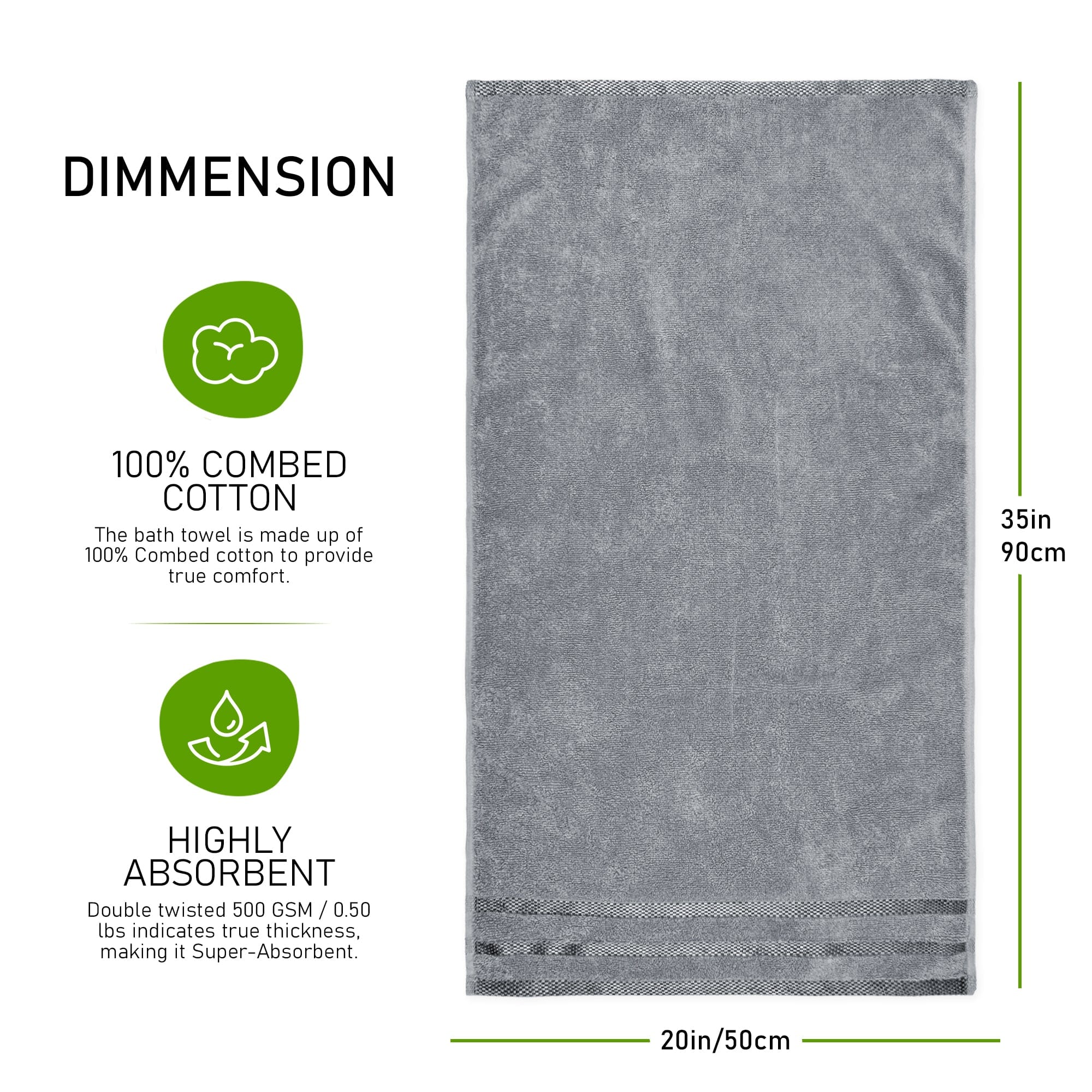 Belmont Viscose Stripe Silver Towels 100% Cotton Hotel Quality Super Absorbent 10 Piece Bale Set, 4 Hand Towel & 12 Face Cloths - Image 10