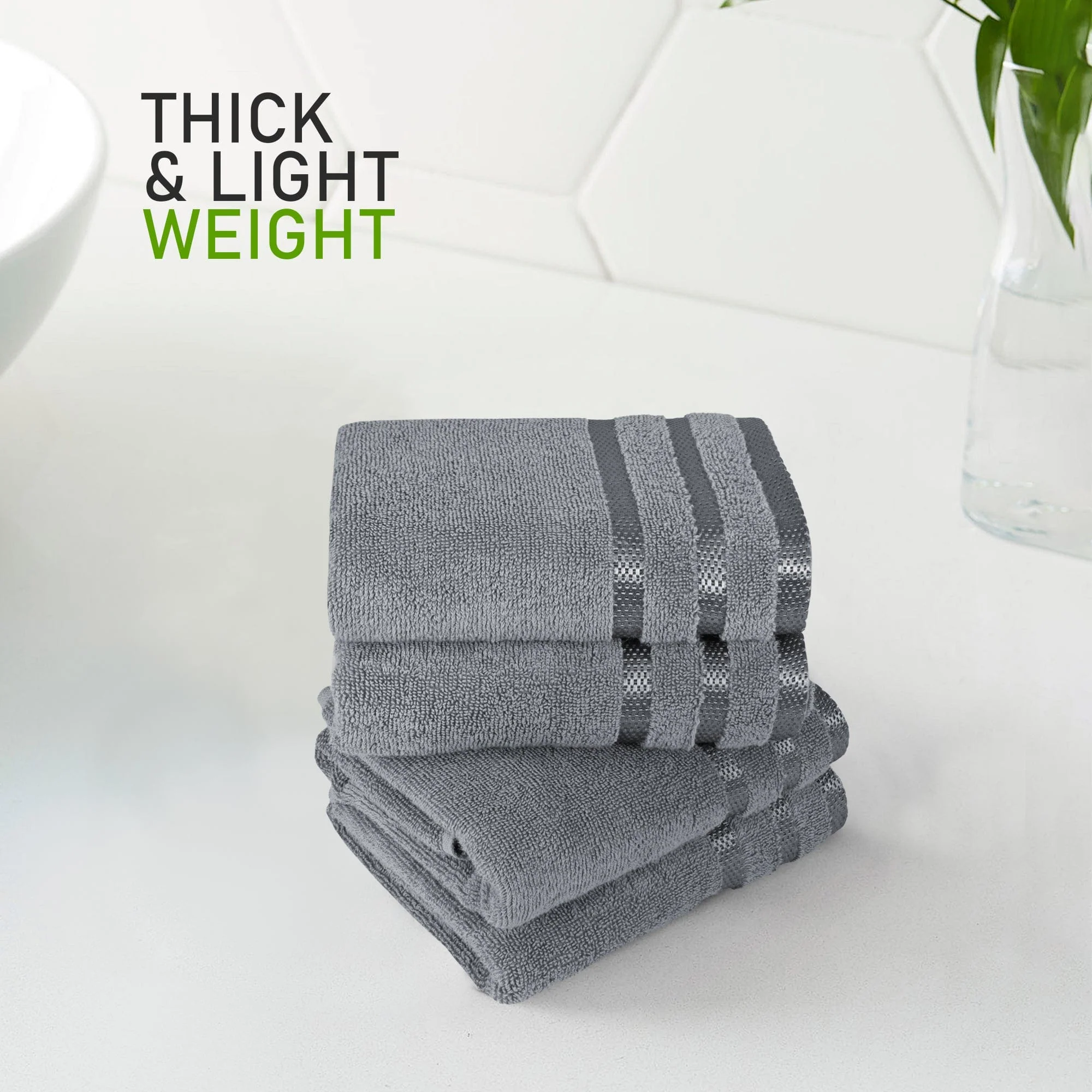 Belmont Viscose Stripe Silver Towels 100% Cotton Hotel Quality Super Absorbent 10 Piece Bale Set, 4 Hand Towel & 12 Face Cloths - Image 12