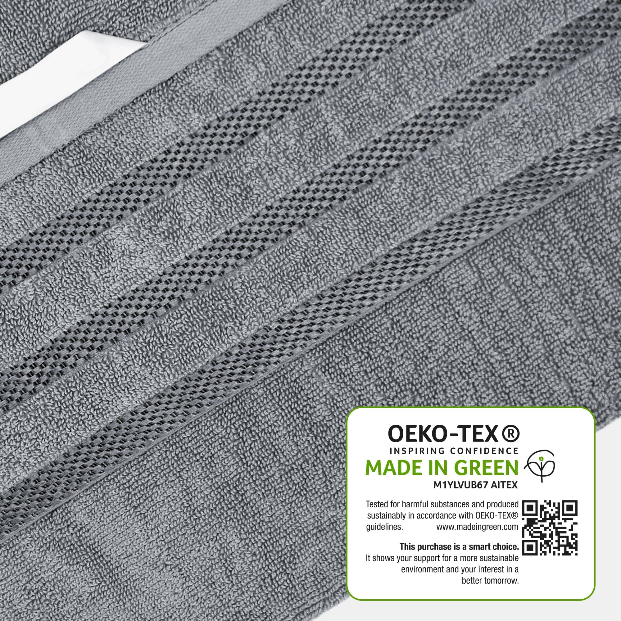 Belmont Viscose Stripe Silver Towels 100% Cotton Hotel Quality Super Absorbent 10 Piece Bale Set, 4 Hand Towel & 12 Face Cloths - Image 21