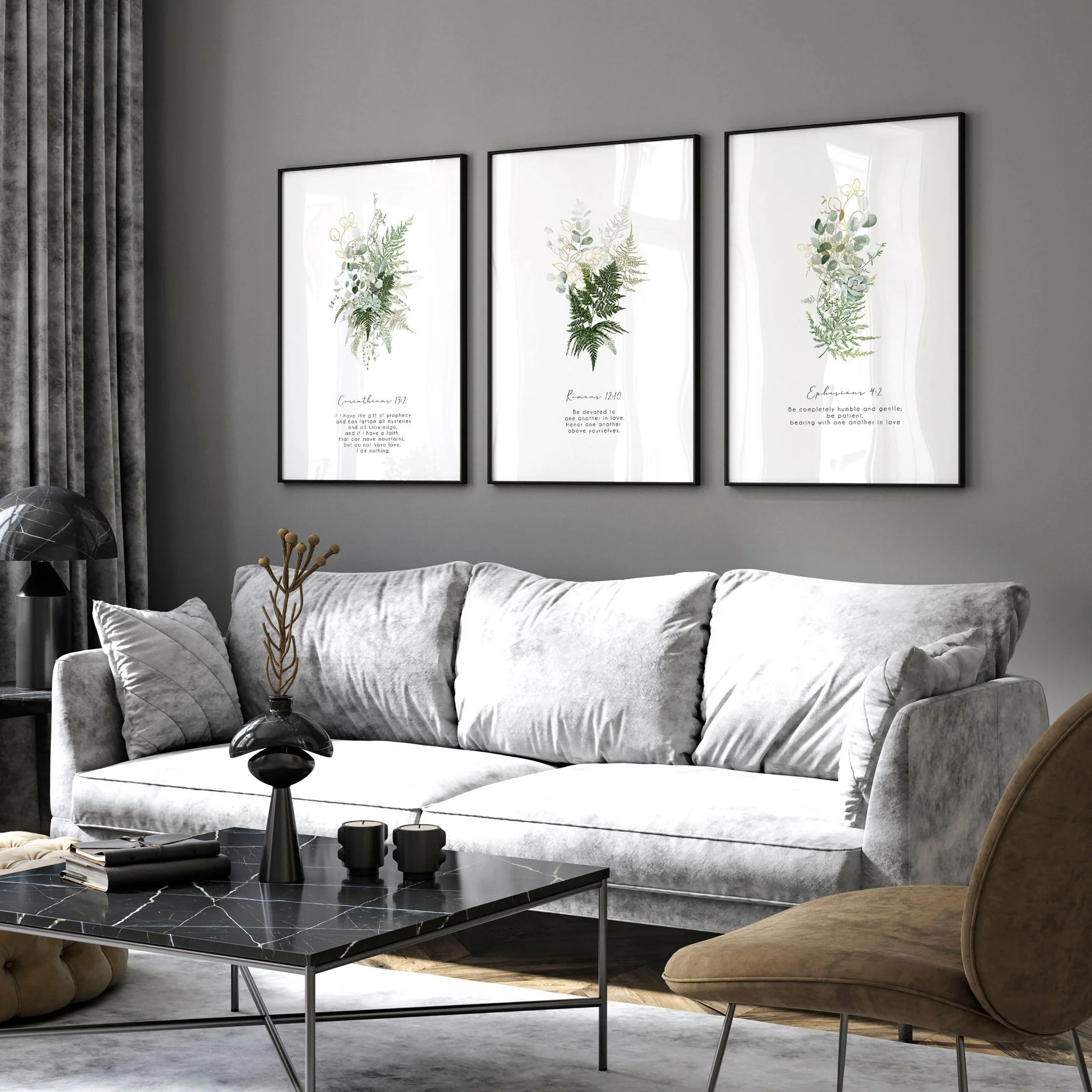 Bible verse wall art for living room | set of 3 wall art prints - Image 3