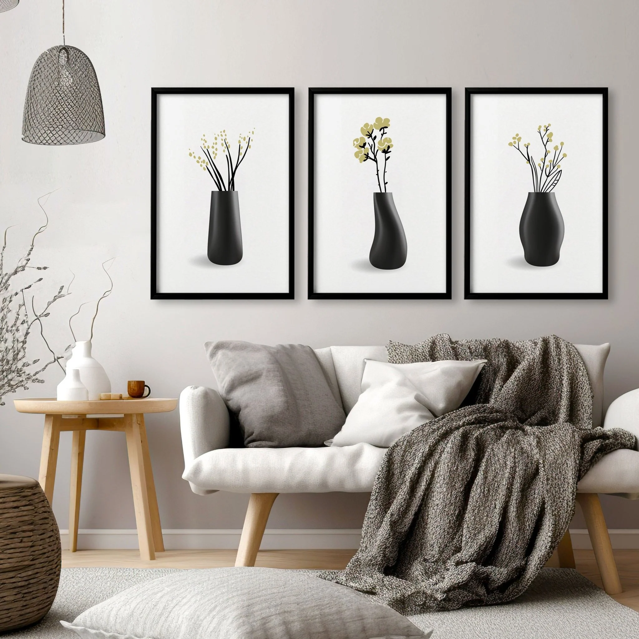 Big Paintings For Living Room | Set of 3 Botanical Wall art Prints - Image 2