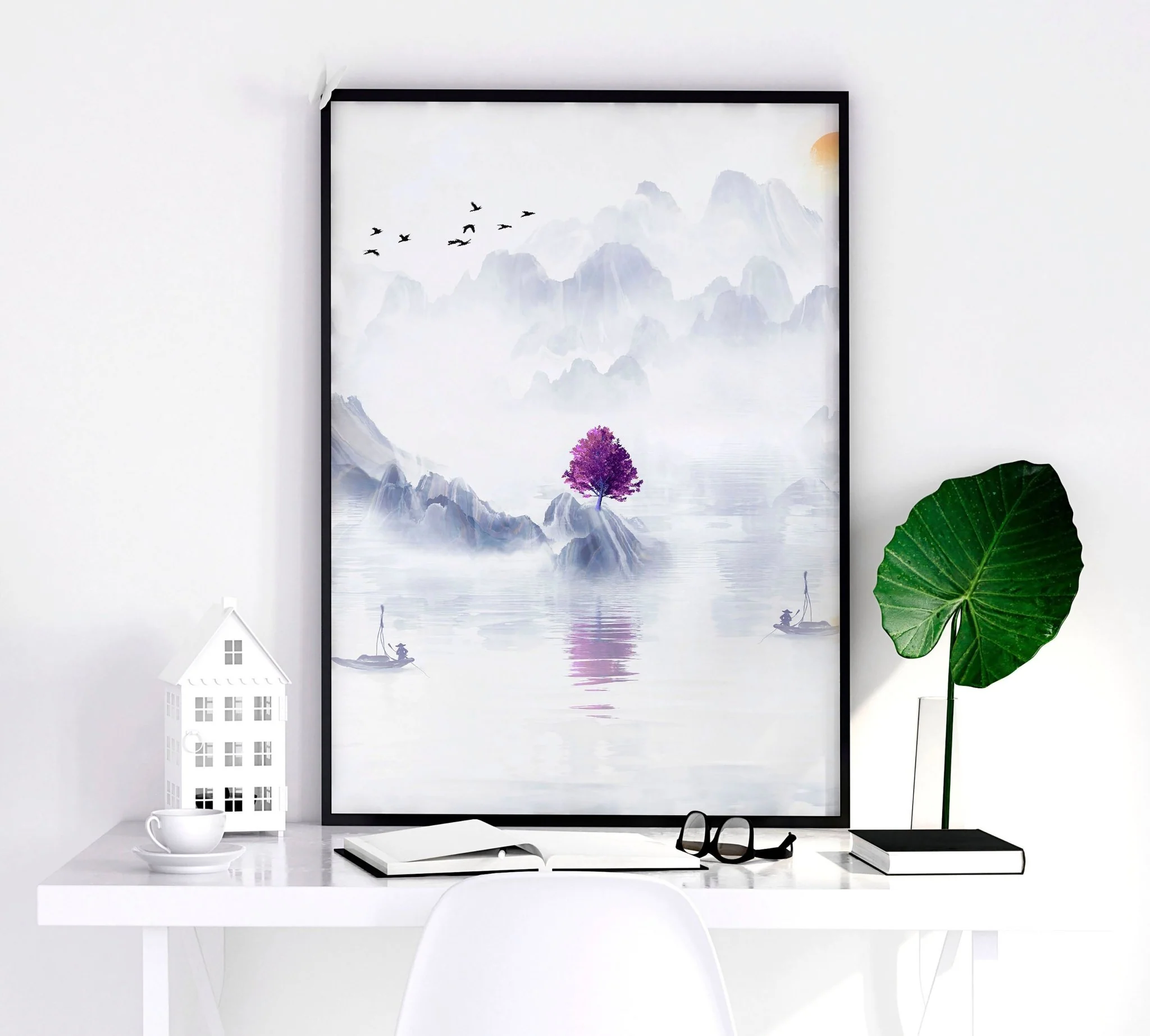 Big wall paintings for living room | set of 3 Japanese wall art - Image 4