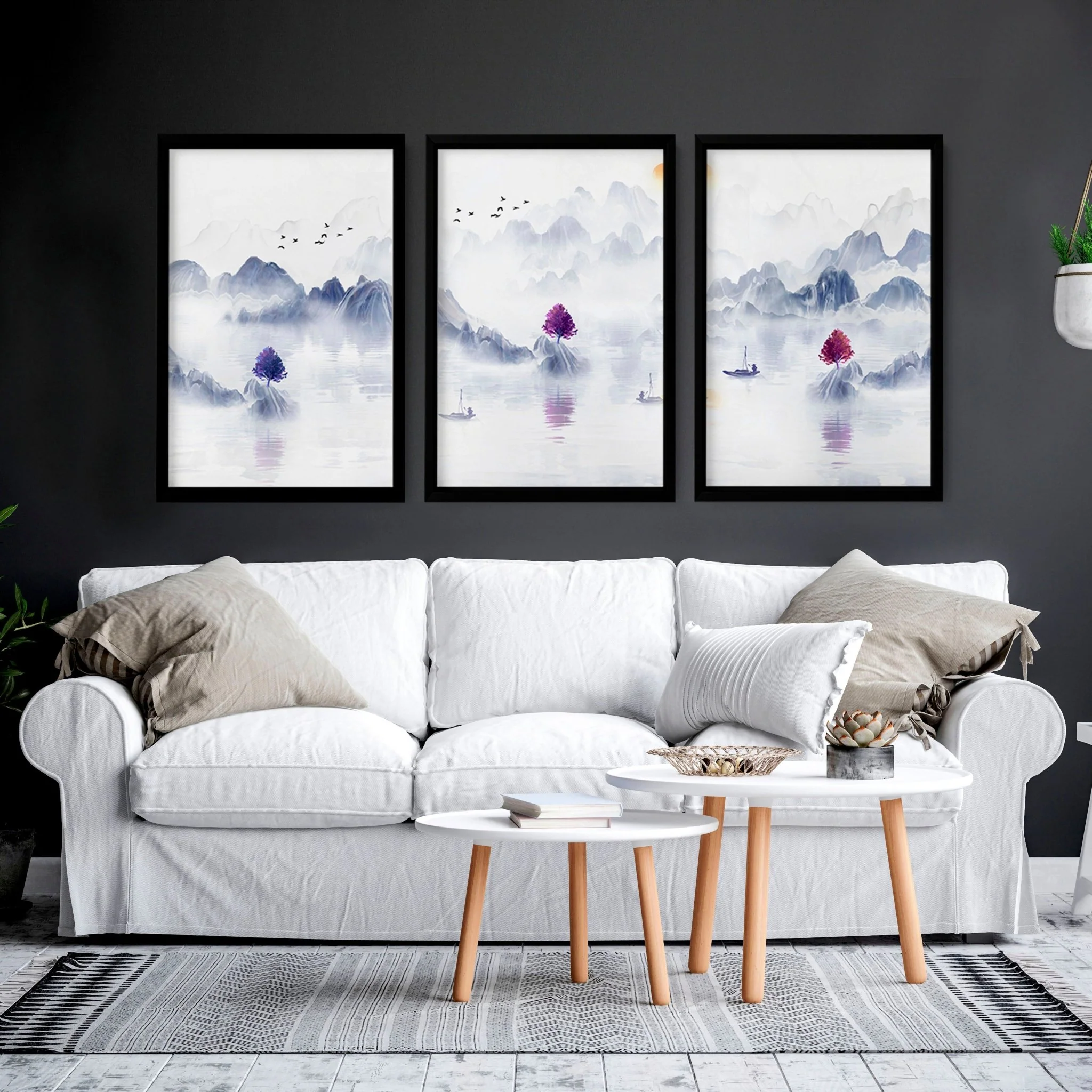 Big wall paintings for living room | set of 3 Japanese wall art - Image 6