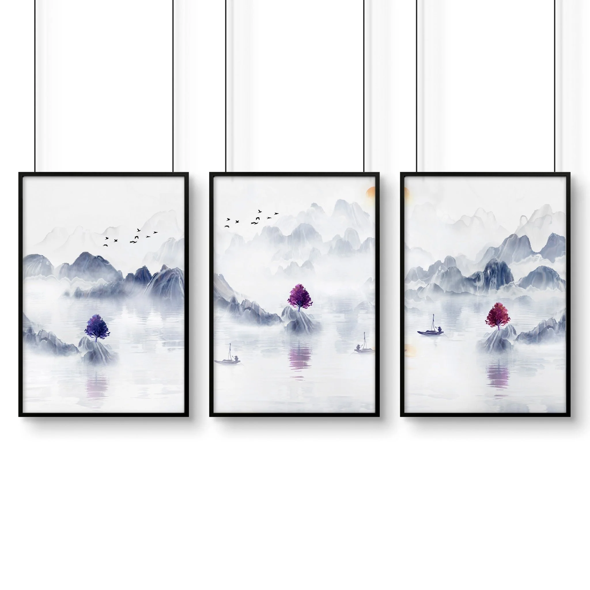Big wall paintings for living room | set of 3 Japanese wall art - Image 8