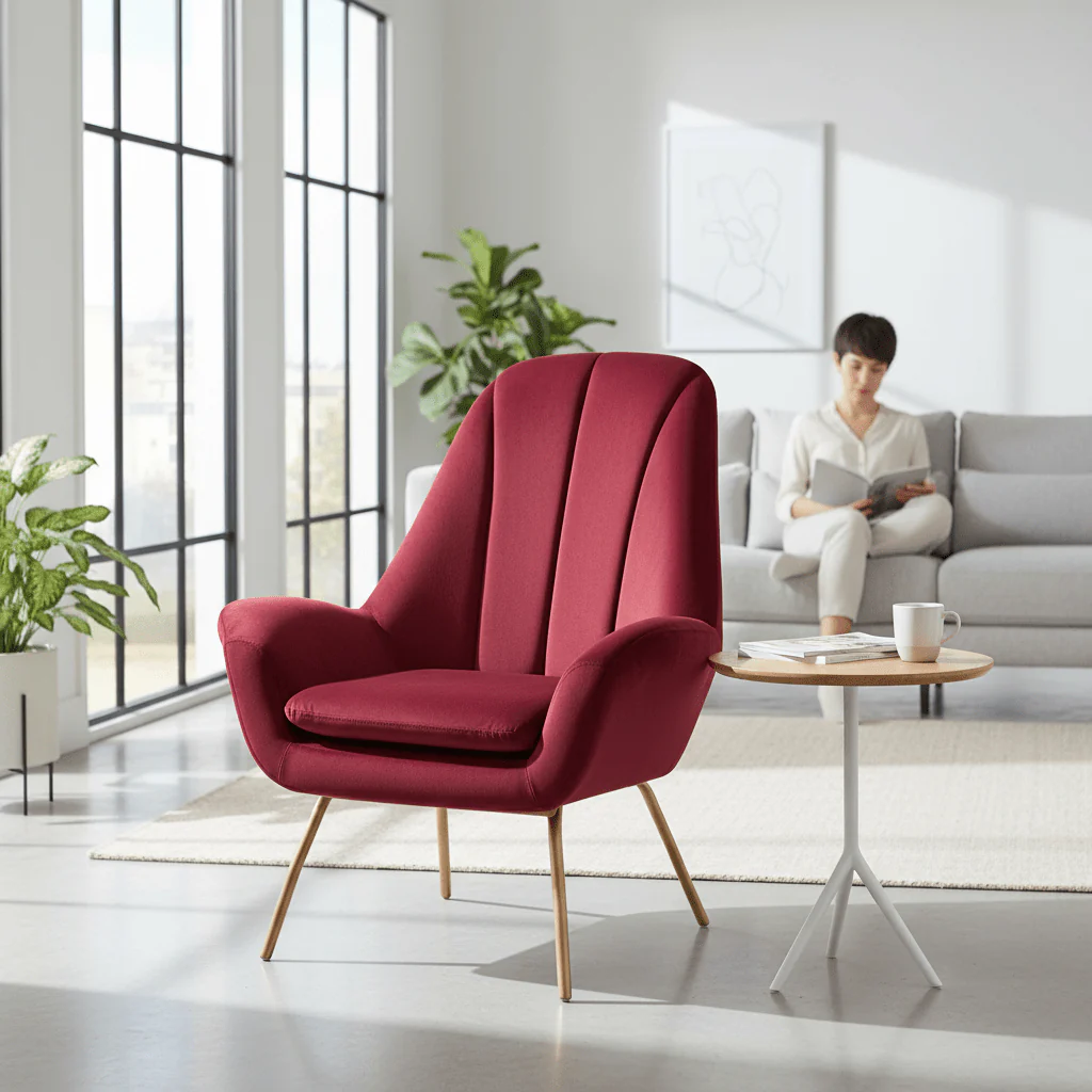 Billi Wine Velvet Lounge Chair - Image 2