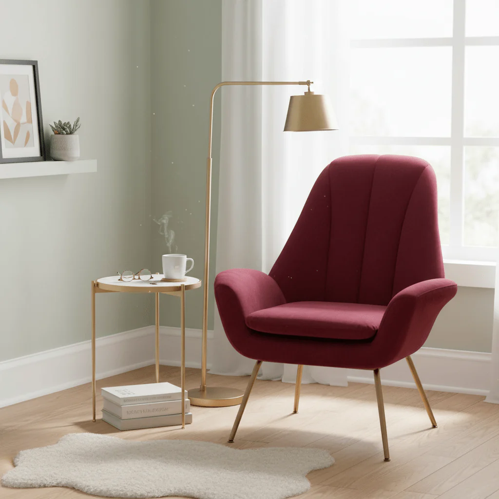 Billi Wine Velvet Lounge Chair - Image 4