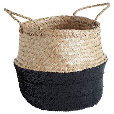 Black And Natural Medium Seagrass Basket - Image 10