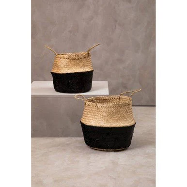 Black And Natural Medium Seagrass Basket - Image 5