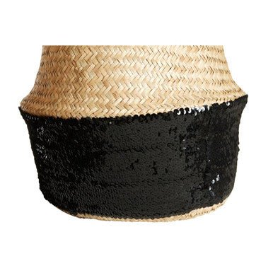 Black And Natural Medium Seagrass Basket - Image 9