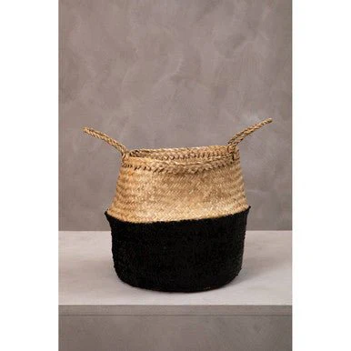 Black And Natural Small Seagrass Basket - Image 5
