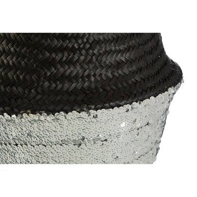 Black And Silver Small Seagrass Basket - Image 10