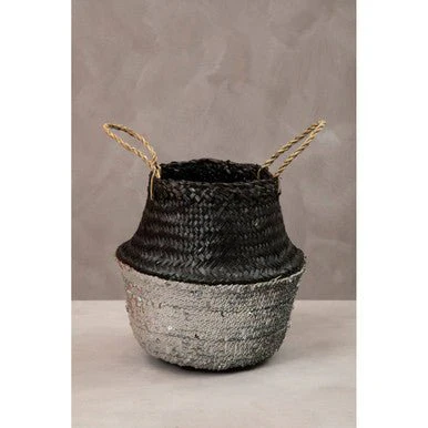 Black And Silver Small Seagrass Basket - Image 6