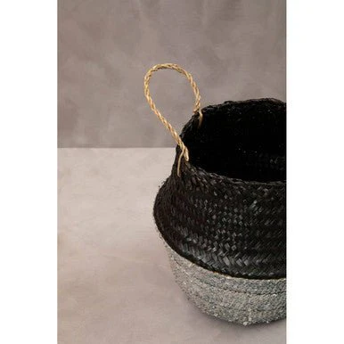 Black And Silver Small Seagrass Basket - Image 7