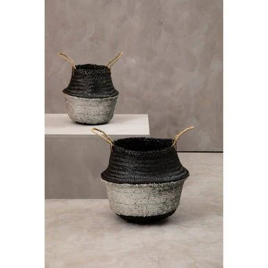 Black And Silver Small Seagrass Basket - Image 8
