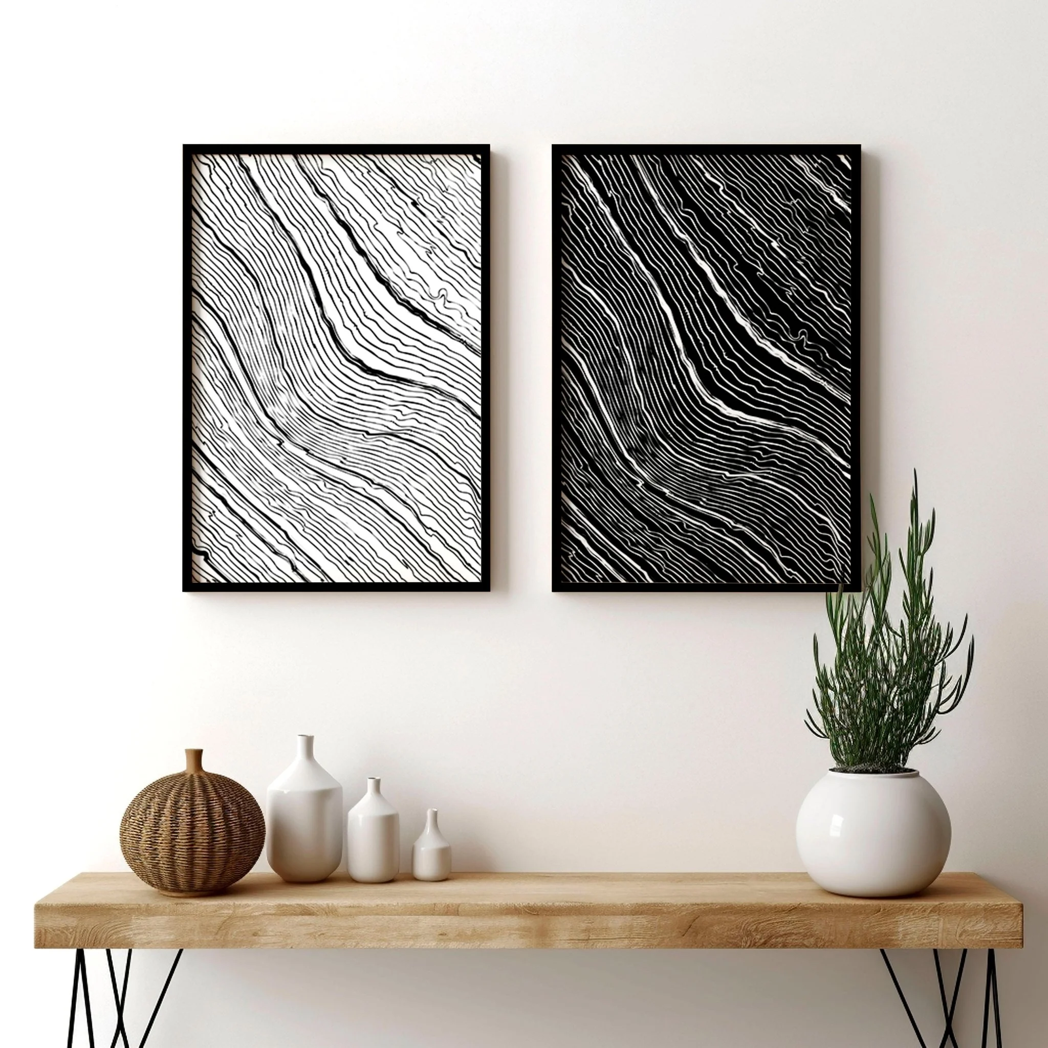 Black and white art wall | set of 2 wall art prints for living room - Image 3