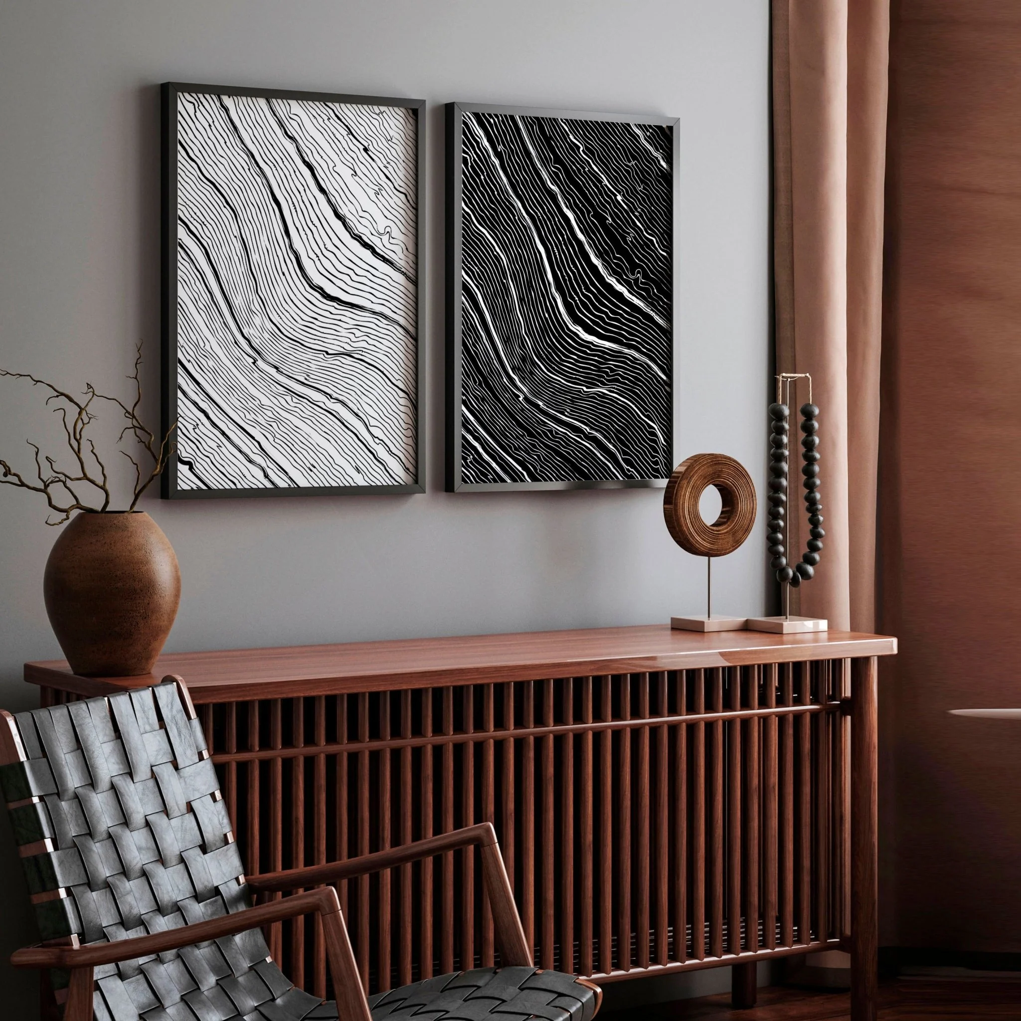 Black and white art wall | set of 2 wall art prints for living room - Image 7