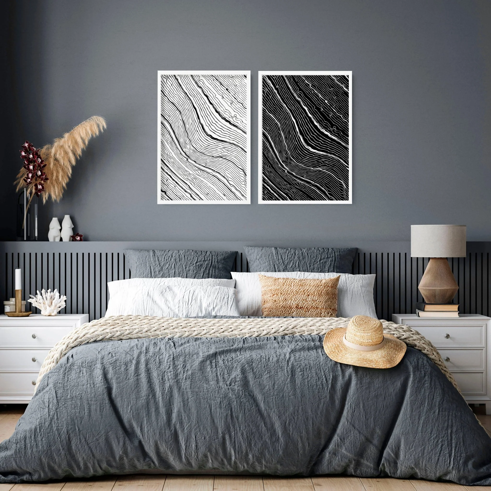 Line art for bedroom | set of 2 Black and White wall art prints - Image 6