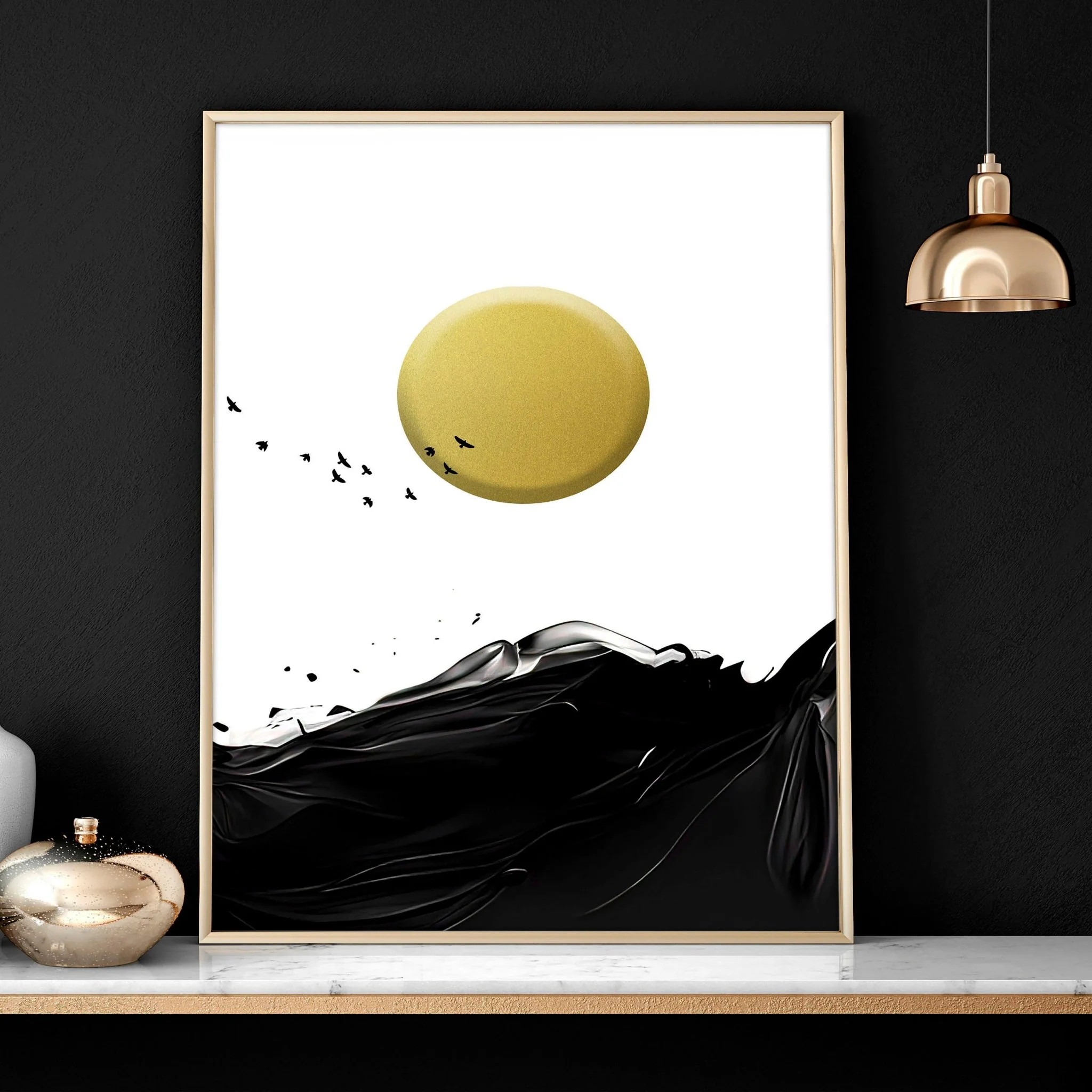Black and white wall art | set of 3 Japanese Sunset art prints - Image 8